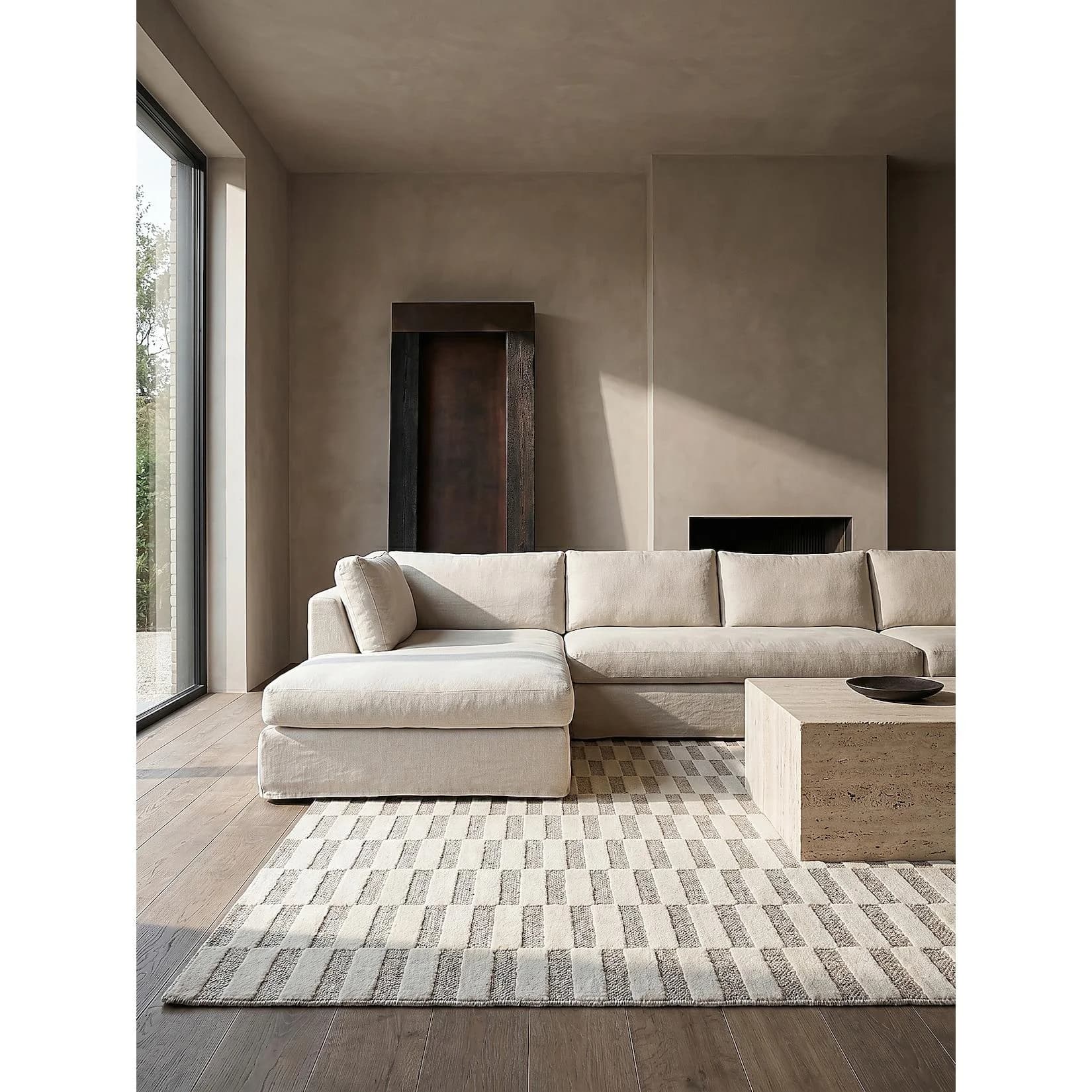 Kadima Design Teppich RIDGE Beige Schachbrett Mischfaser