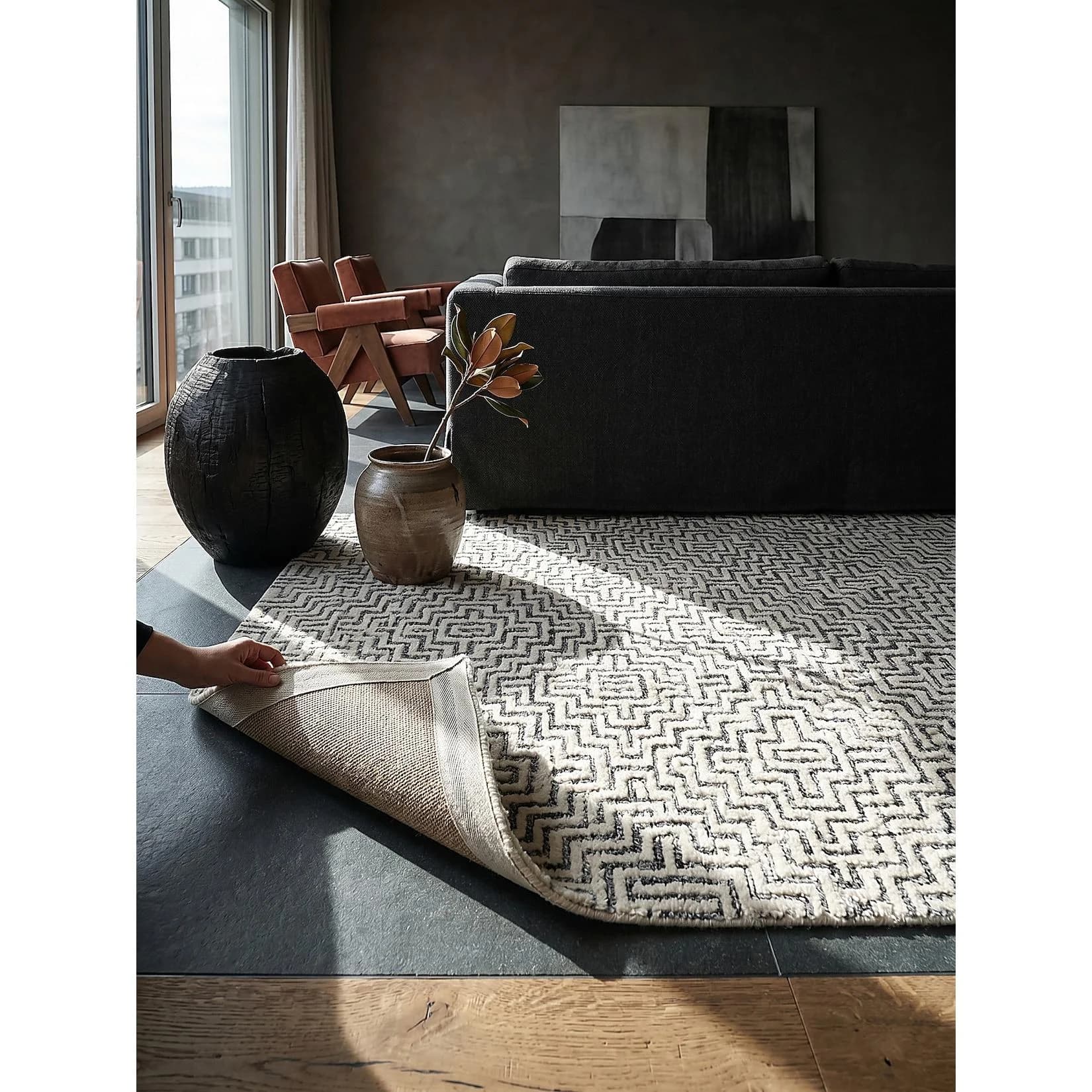 Kadima Design Designerteppich ARLEN Grau Zickzack Rauten Polyester