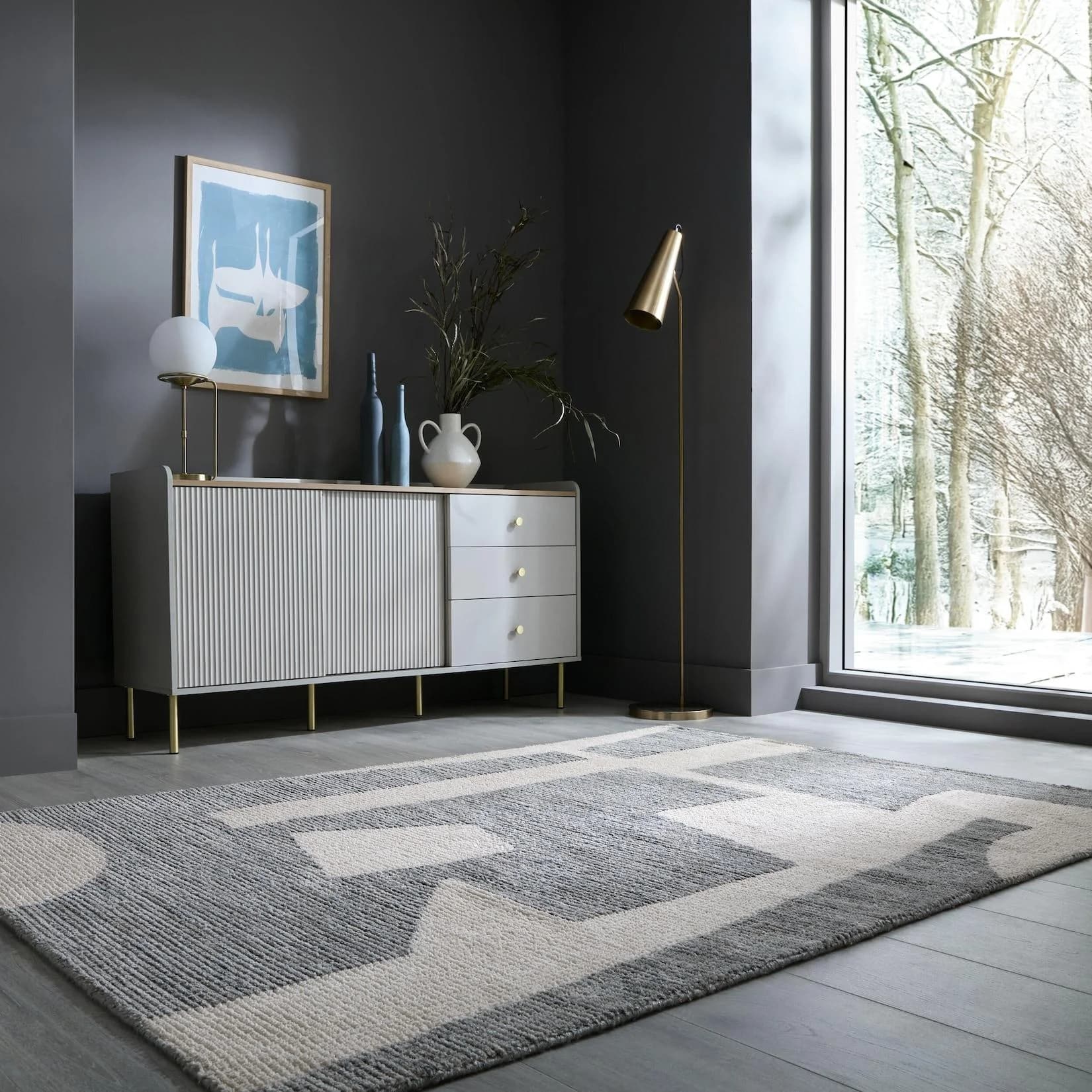 Kadima Design Teppich ARLEN Grau-Beige Polyester Strickteppich