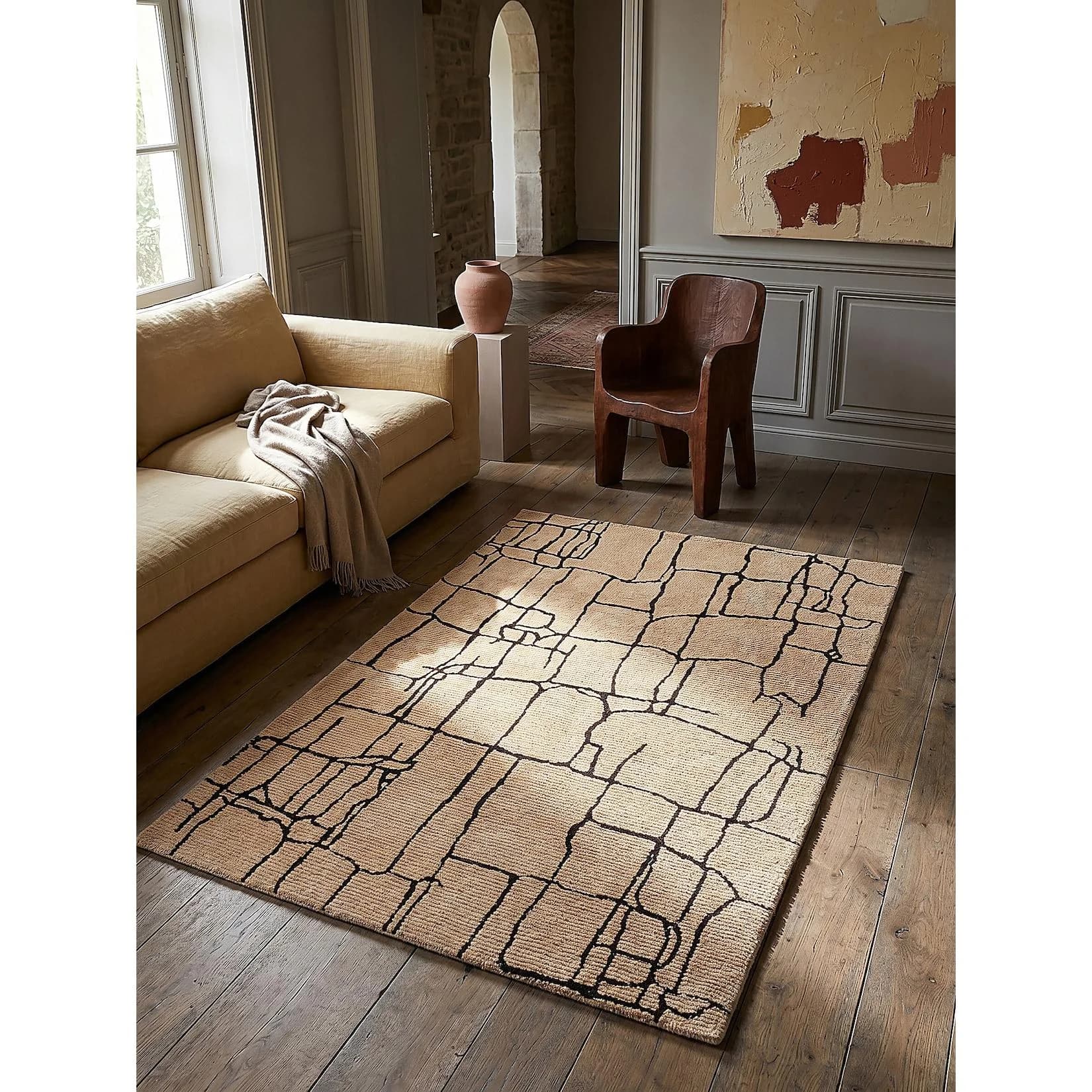 Kadima Design Teppich ARLEN Abstrakt Creme-Schwarz