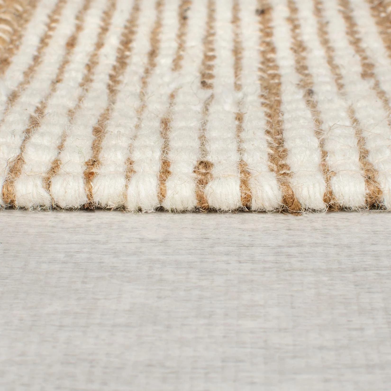 KADIMA DESIGN Teppich-Läufer WHARFE Geometrisch Jute-Wolle Natur-Schwarz