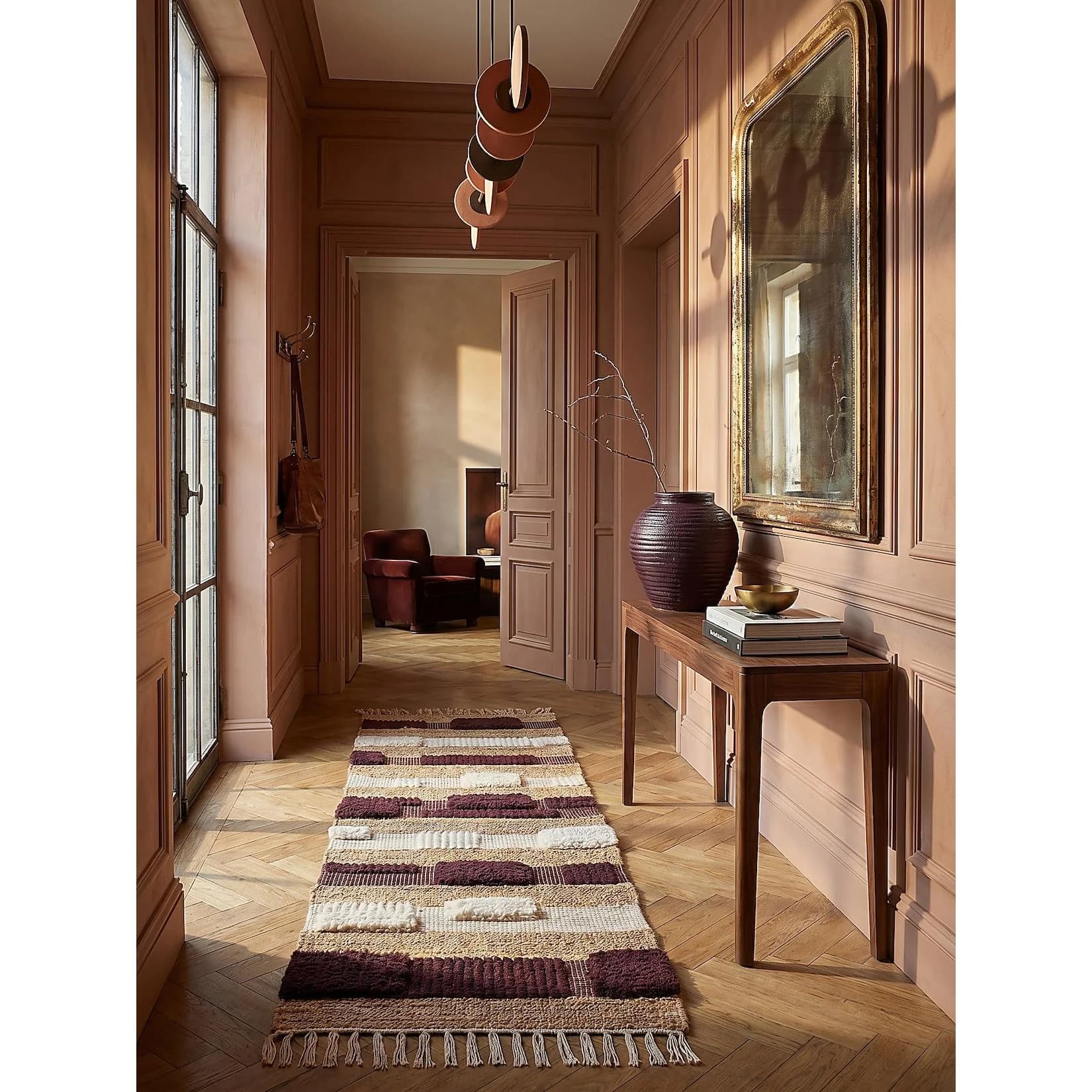 Kadima Design Teppich-Läufer WHARFE Geometrisch Jute 60x230 cm Natur-Lila