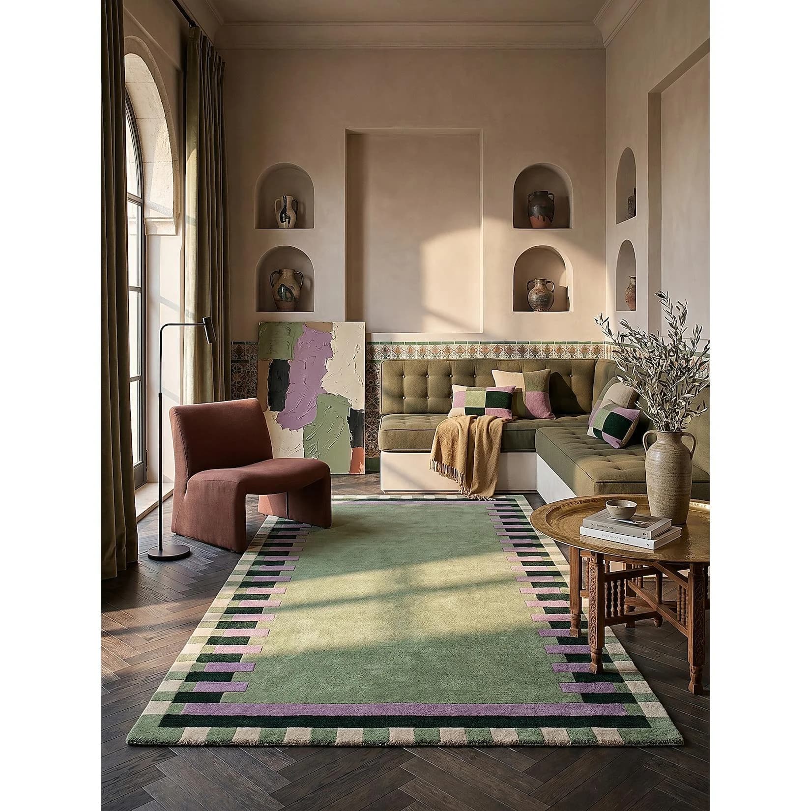 Kadima Design Wohnzimmerteppich WENSUM Grün-Lila Kurzflor