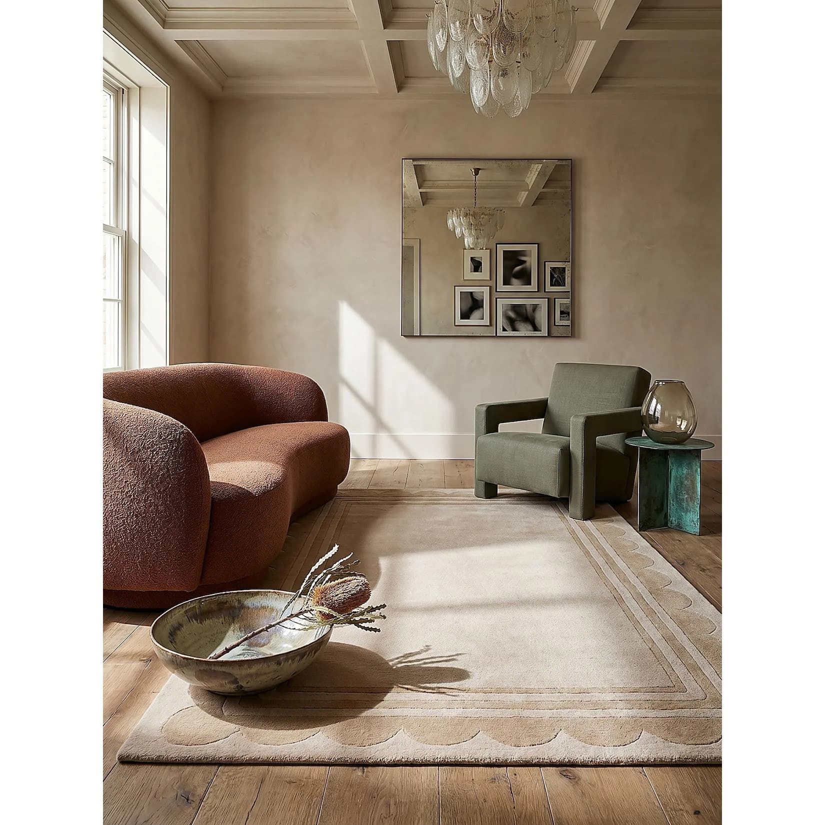 Kadima Design WENSUM Wollteppich Beige 160x230 cm Handgetuftet