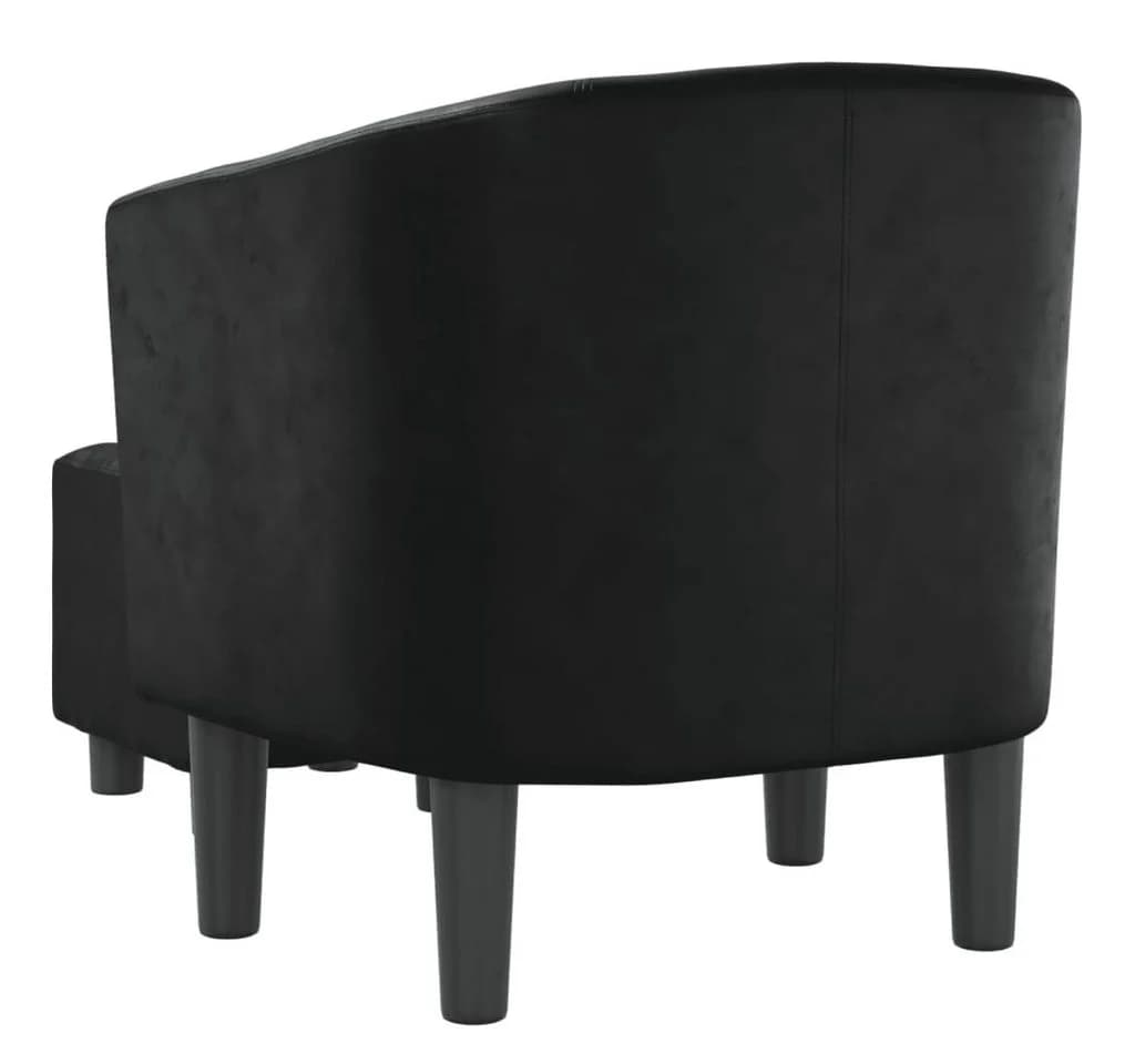 furnicato Clubsessel mit Fußhocker Schwarz Kunstleder - Bild 5