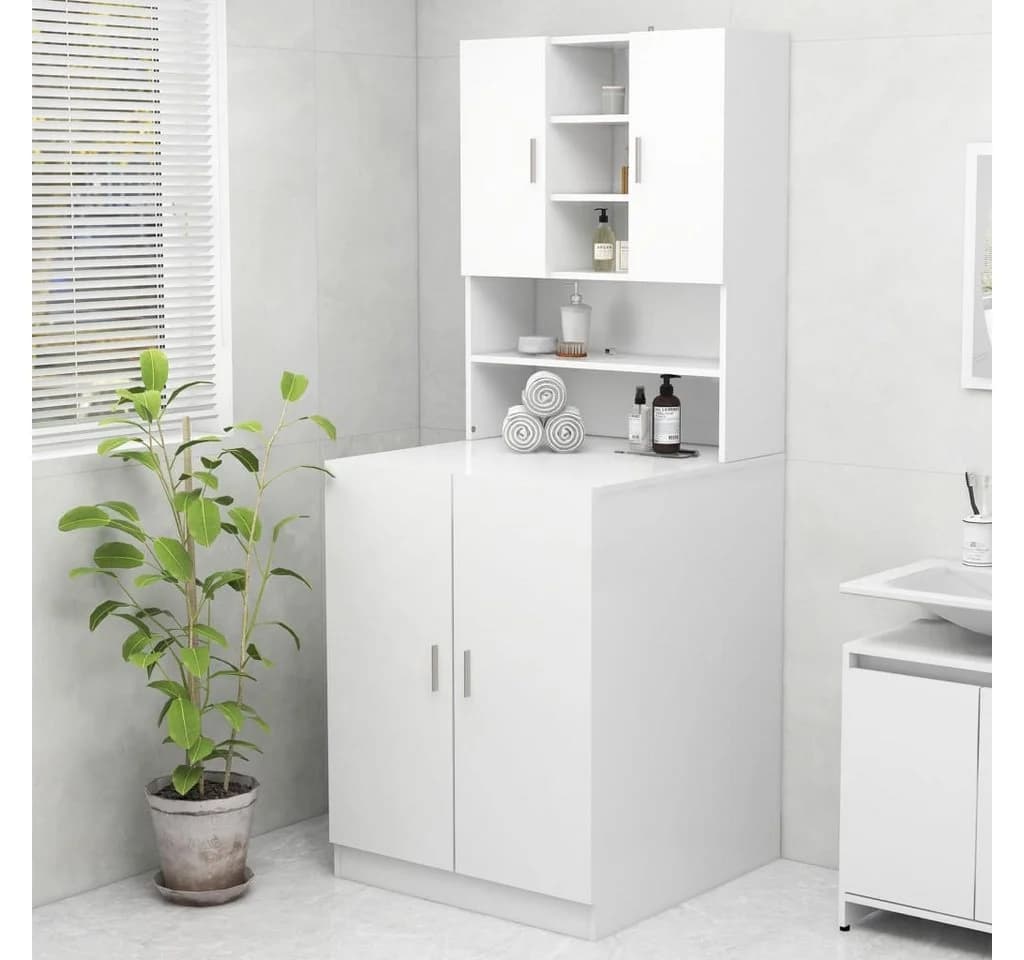 furnicato Waschmaschinenunterschrank Weiß 9 Fächer 2 Türen - Bild 2