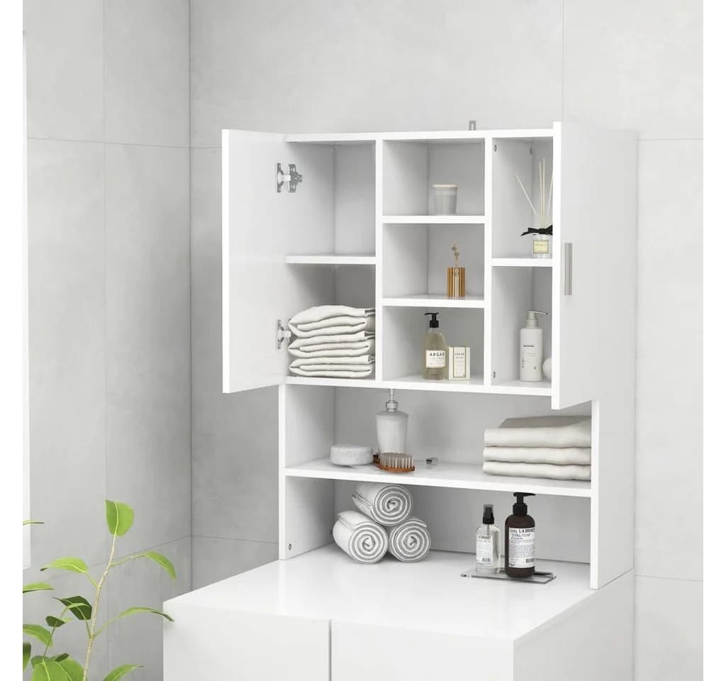 furnicato Waschmaschinenunterschrank Weiß 9 Fächer 2 Türen - Bild 3