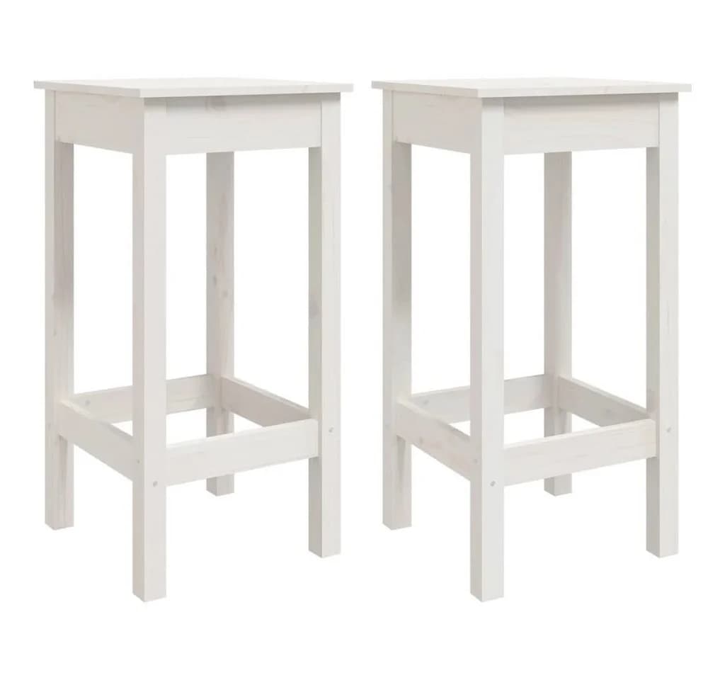 furnicato Barhocker Rustikal Weiß Massivholz 2er Set