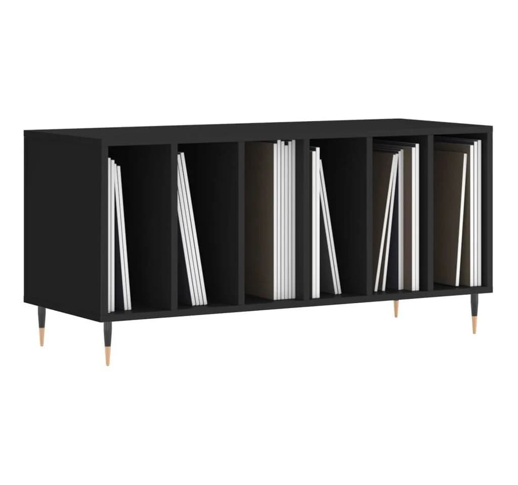 furnicato Media-Regal Schallplattenschrank Schwarz Holzwerkstoff Eisen - Bild 3