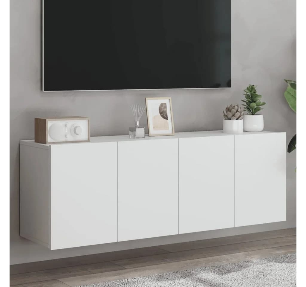 furnicato TV-Schrank 2er Set Weiß Wandmontage Holzwerkstoff