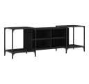 furnicato Verstellbarer TV-Schrank Schwarz Holzwerkstoff Metall Bild 1