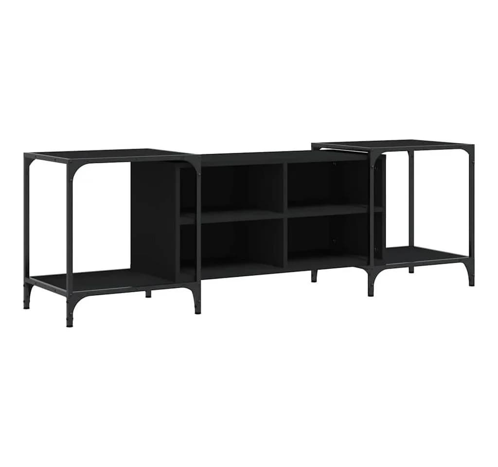 furnicato Verstellbarer TV-Schrank Schwarz Holzwerkstoff Metall