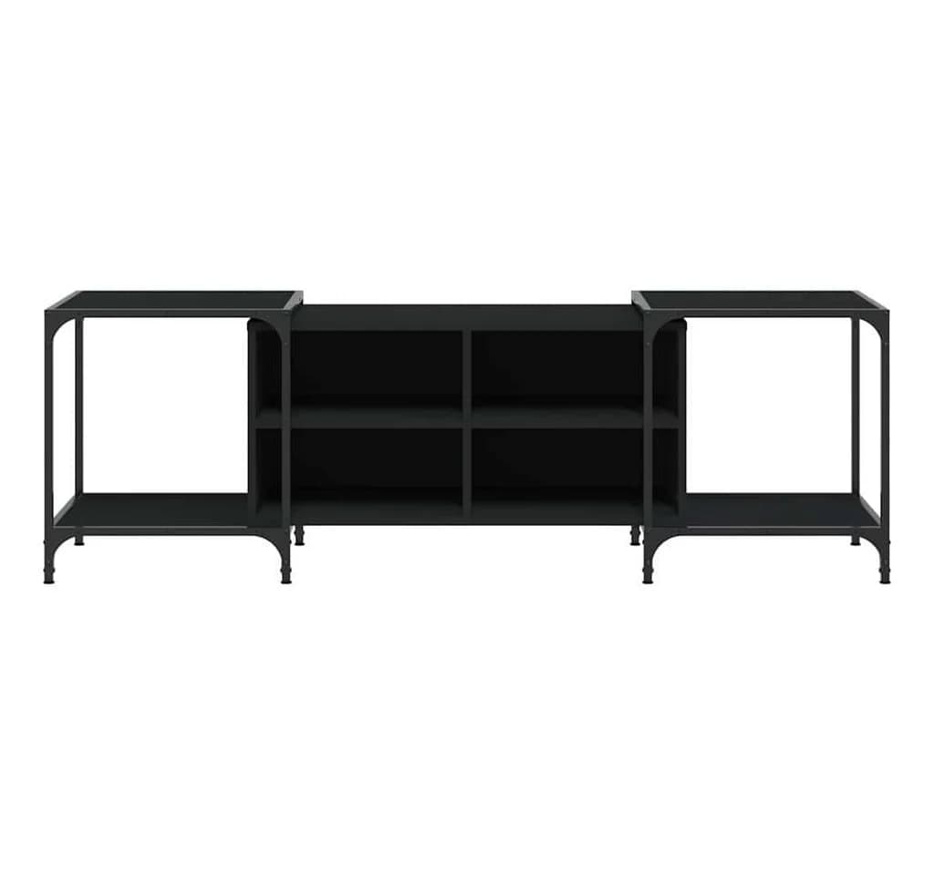 furnicato Verstellbarer TV-Schrank Schwarz Holzwerkstoff Metall - Bild 3