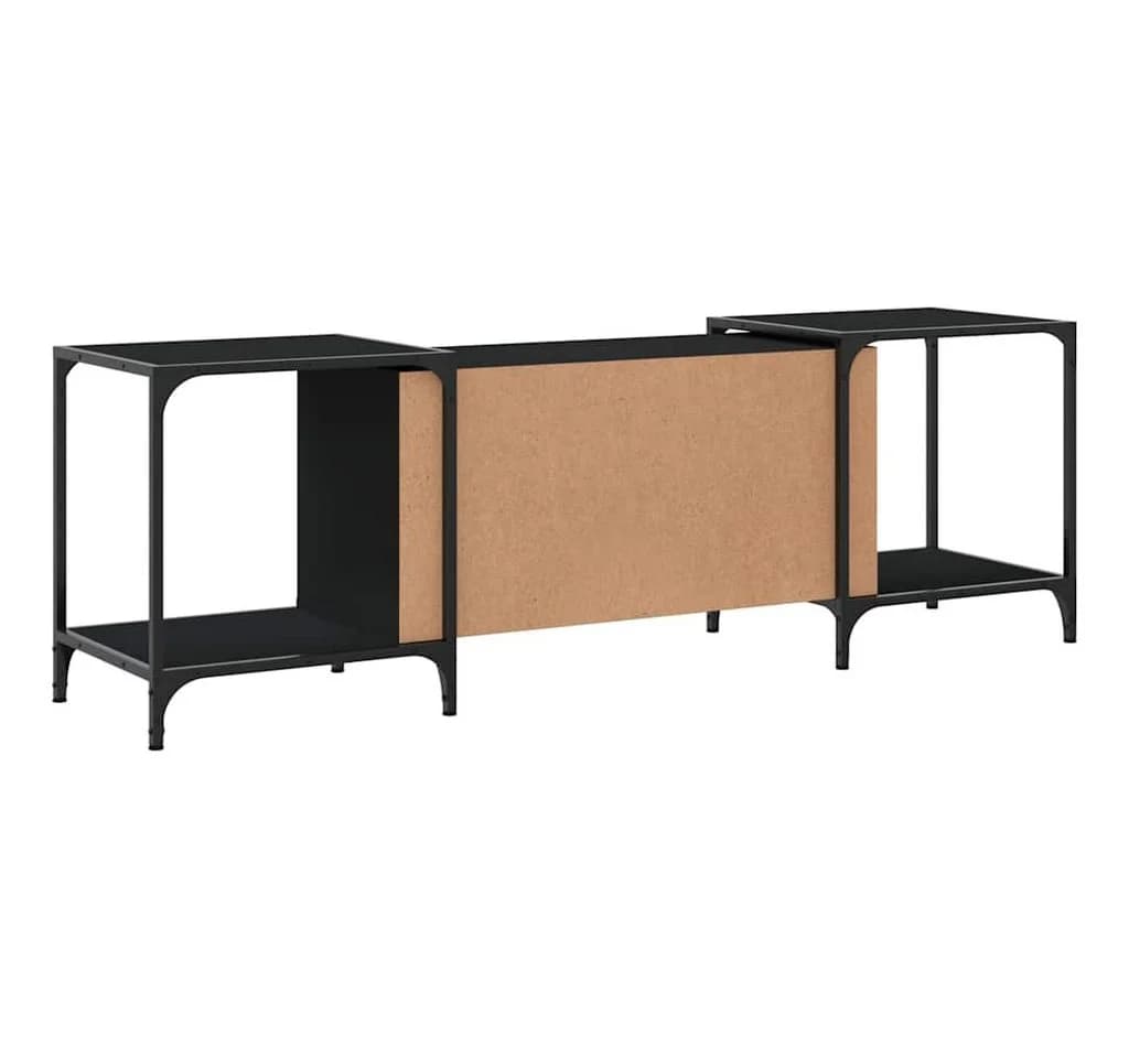 furnicato Verstellbarer TV-Schrank Schwarz Holzwerkstoff Metall - Bild 4