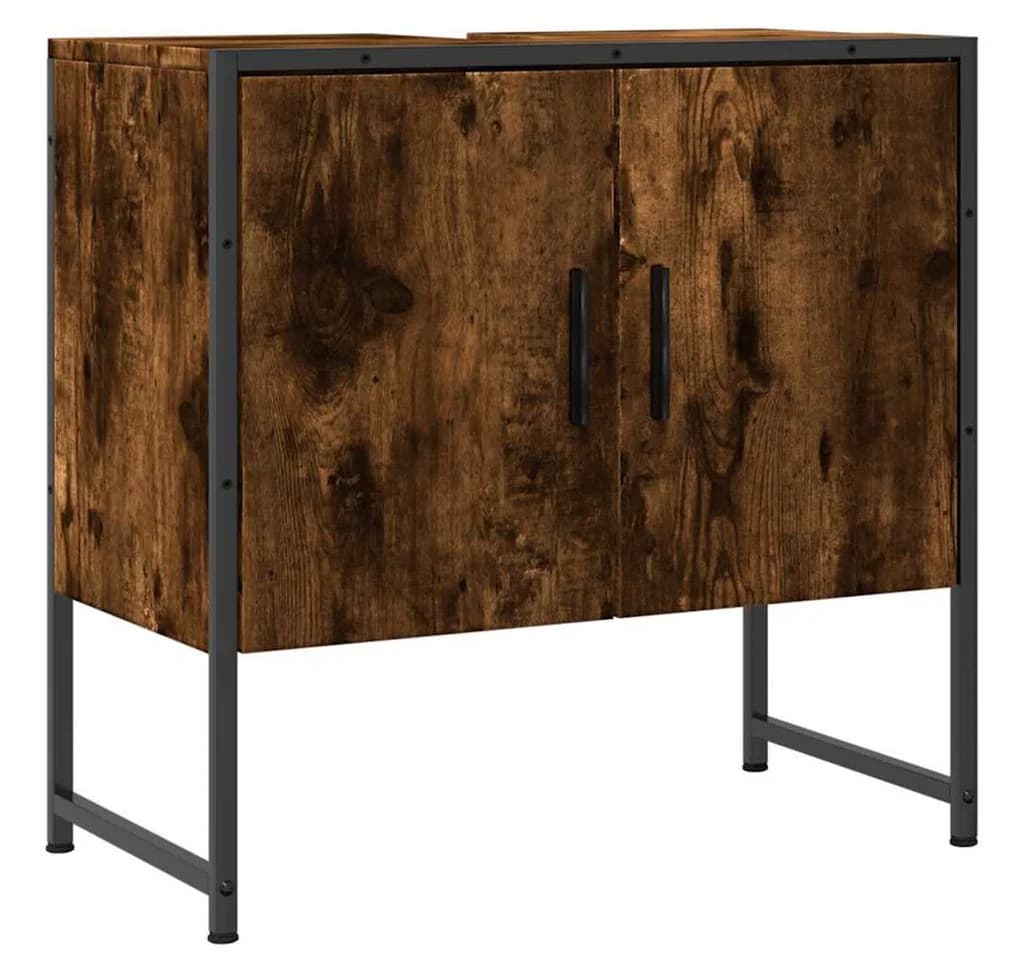 furnicato Waschbeckenschrank 60 cm Räuchereiche mit Stauraum