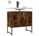 furnicato Waschbeckenschrank 60 cm Räuchereiche mit Stauraum Bild 2