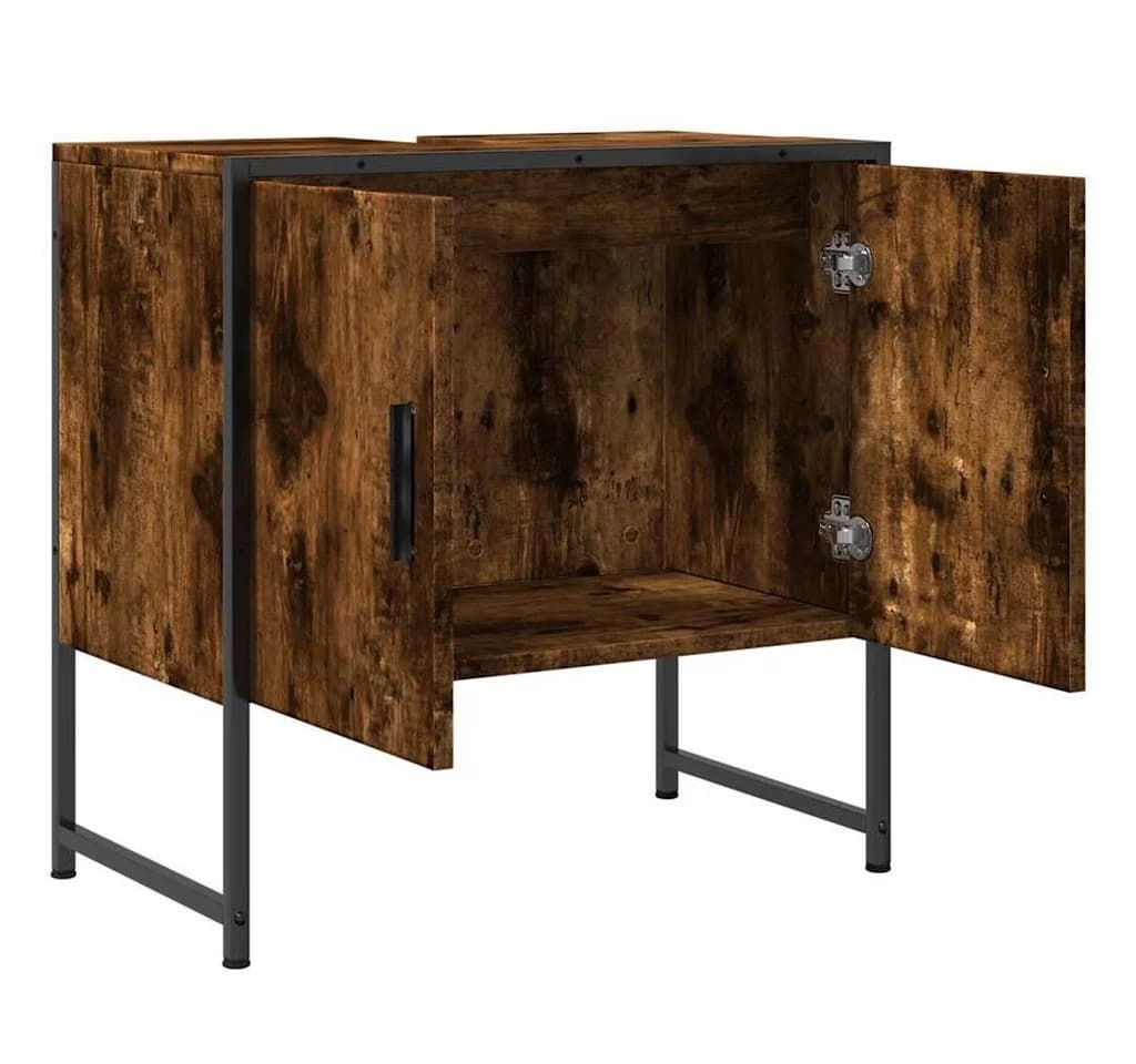 furnicato Waschbeckenschrank 60 cm Räuchereiche mit Stauraum - Bild 5