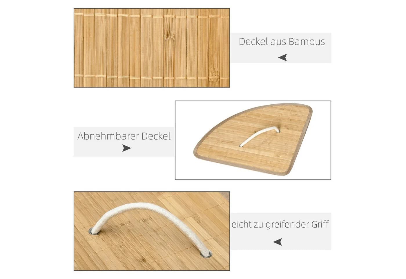 Eleganter Wäschekorb aus Bambus und Stoff - Bild 5