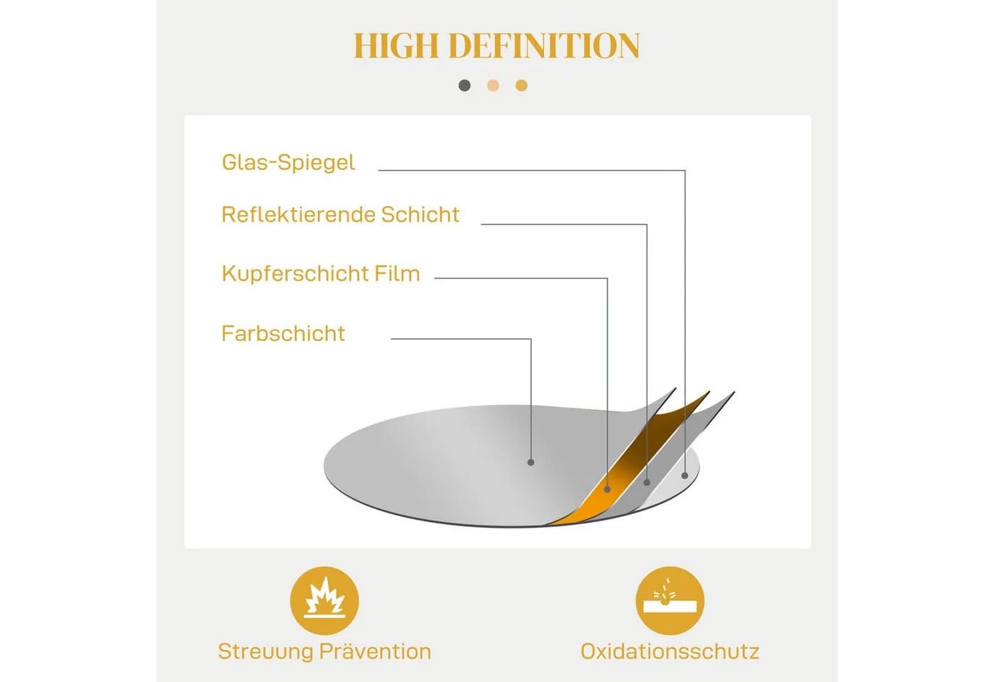 furnicato Wandspiegel rund Metallrahmen Gold Ø65 cm - Bild 5