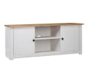 furnicato TV-Schrank Weiß und Naturholz Massivholz Retro-Lowboard Bild 2