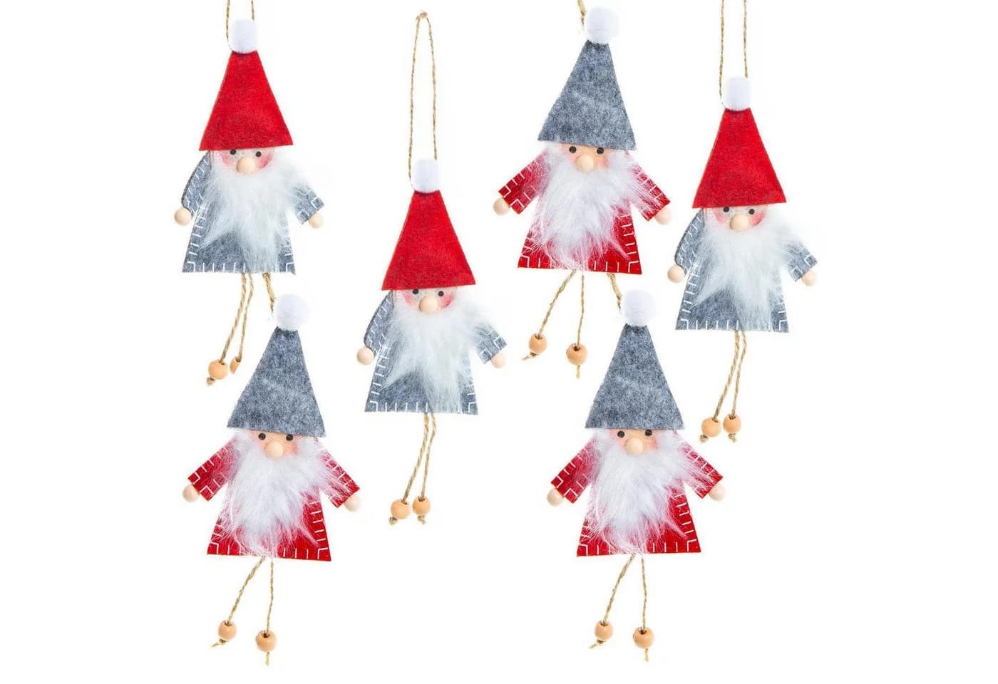 Logbuch-Verlag 6er Set Braune Weihnachtstüten mit Wichtelanhänger
