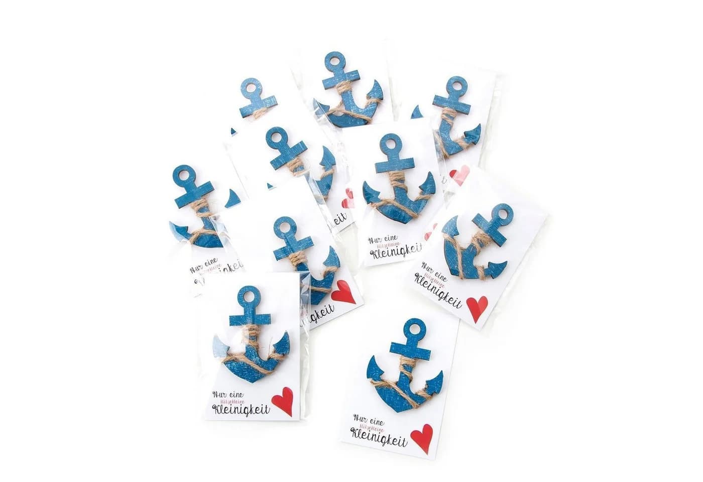 Logbuch-Verlag Klappkarte mit blau-türkisen Holzanker - Maritime Gastgeschenke