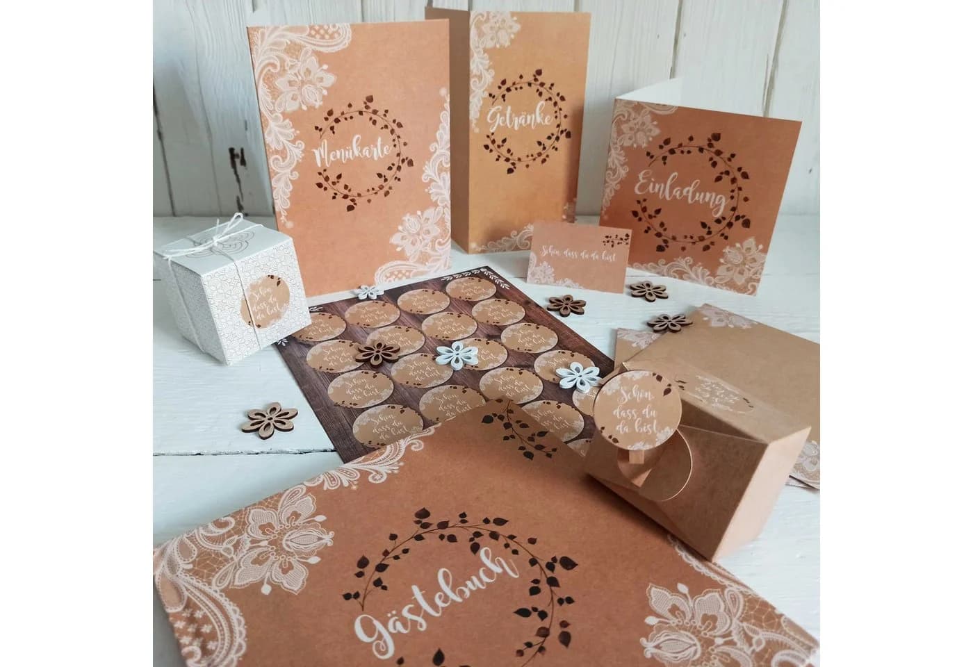 Logbuch-Verlag Einladungskarten Boho Hochzeitseinladung quadratisch