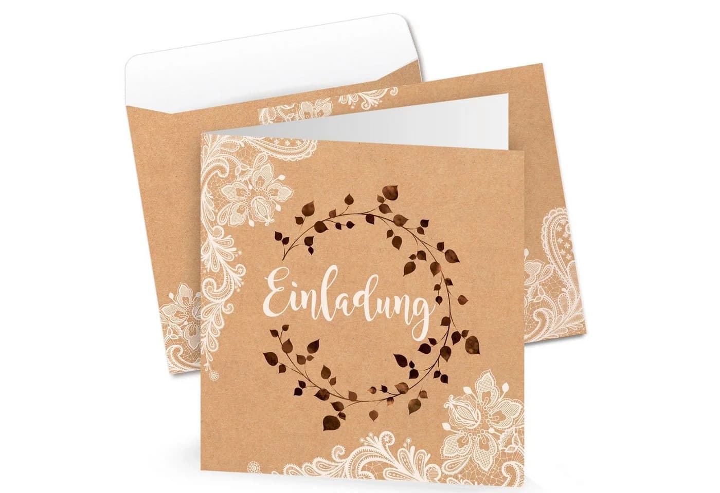 Logbuch-Verlag Einladungskarten Boho Hochzeitseinladung quadratisch - Bild 2