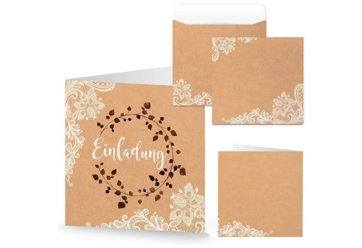 Logbuch-Verlag Einladungskarten Boho Hochzeitseinladung quadratisch - Bild 3