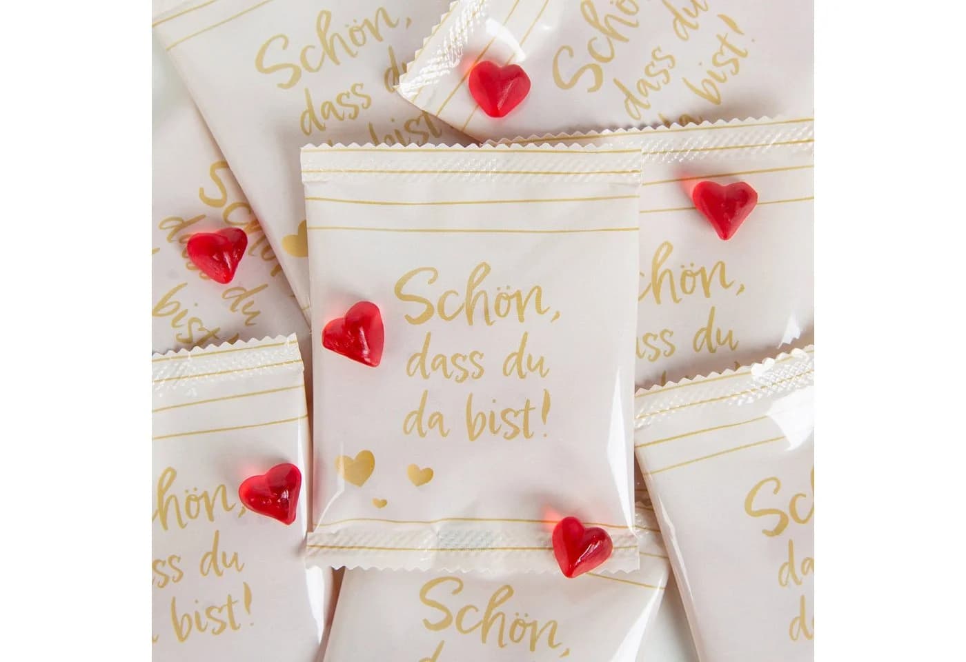Logbuch-Verlag Fruchtgummi Tütchen Herzform Rot Gold