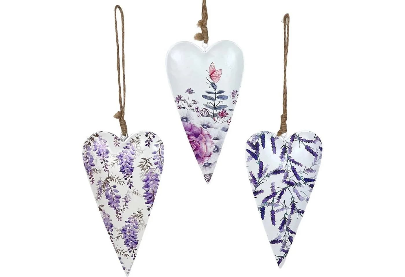 Logbuch-Verlag Dekofigur Metall-Herzen 3er-Set Floral & Lavendel - Bild 2