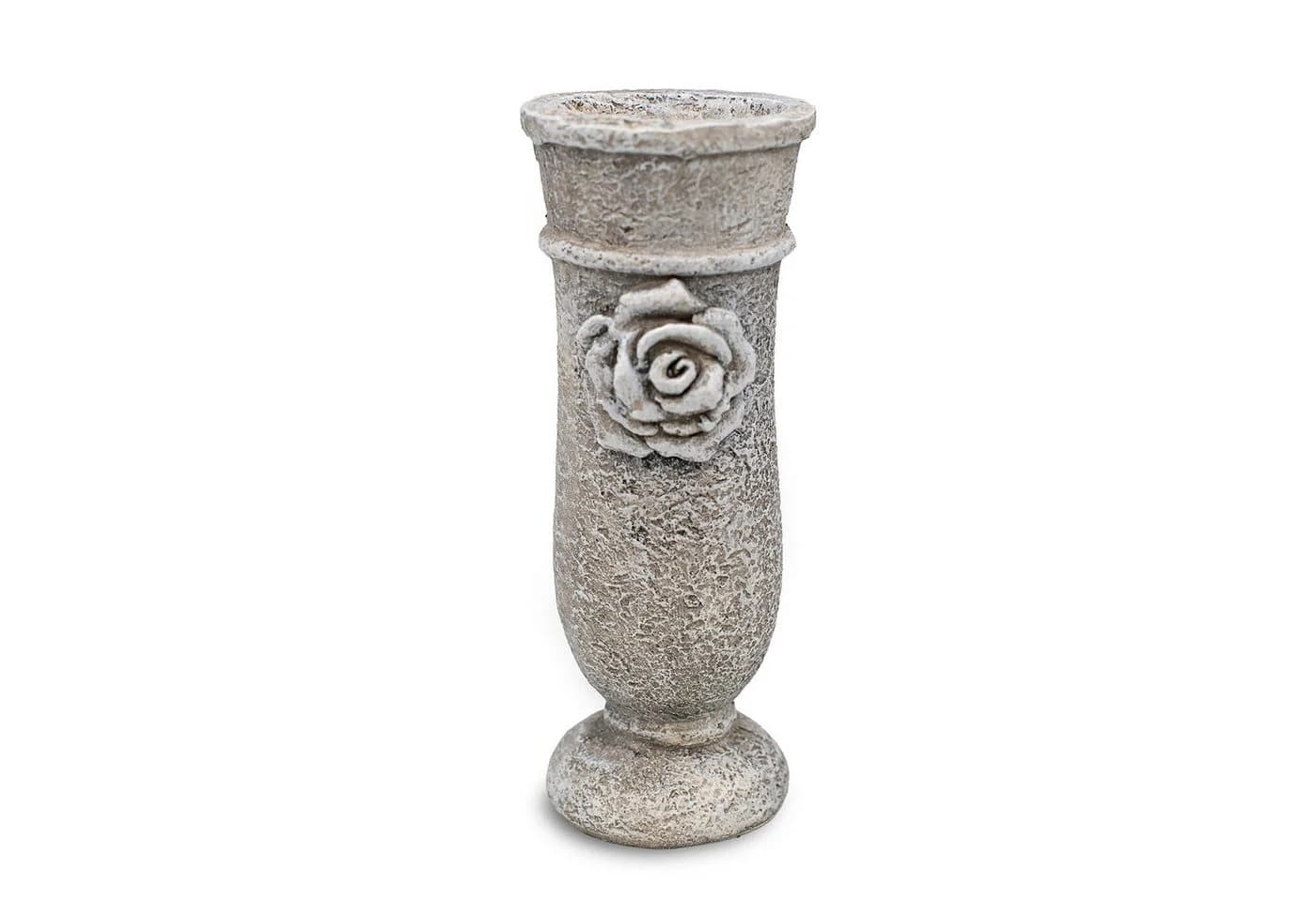 Logbuch-Verlag Grabvase Antik Grau Polyresin mit Rose - Bild 2