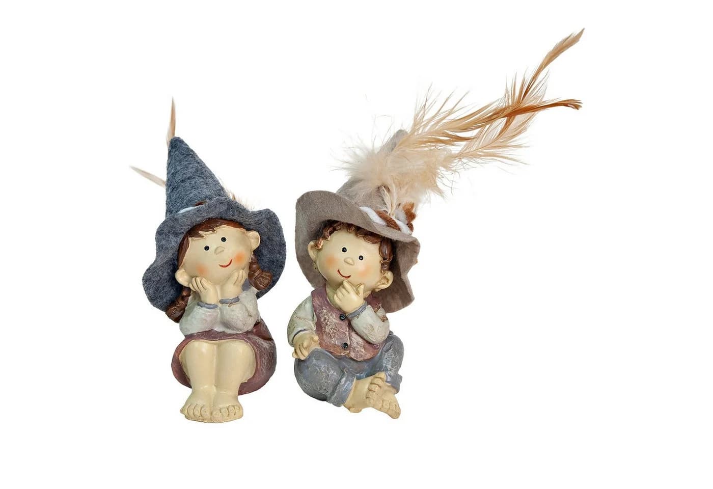 Logbuch-Verlag Dekofigur Kinderfiguren 2er-Set Filzhut braun grau - Bild 2