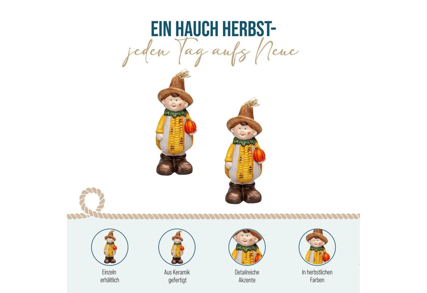 Logbuch-Verlag Dekofigur Maiskind mit Kürbis Herbstdeko Keramik - Bild 3