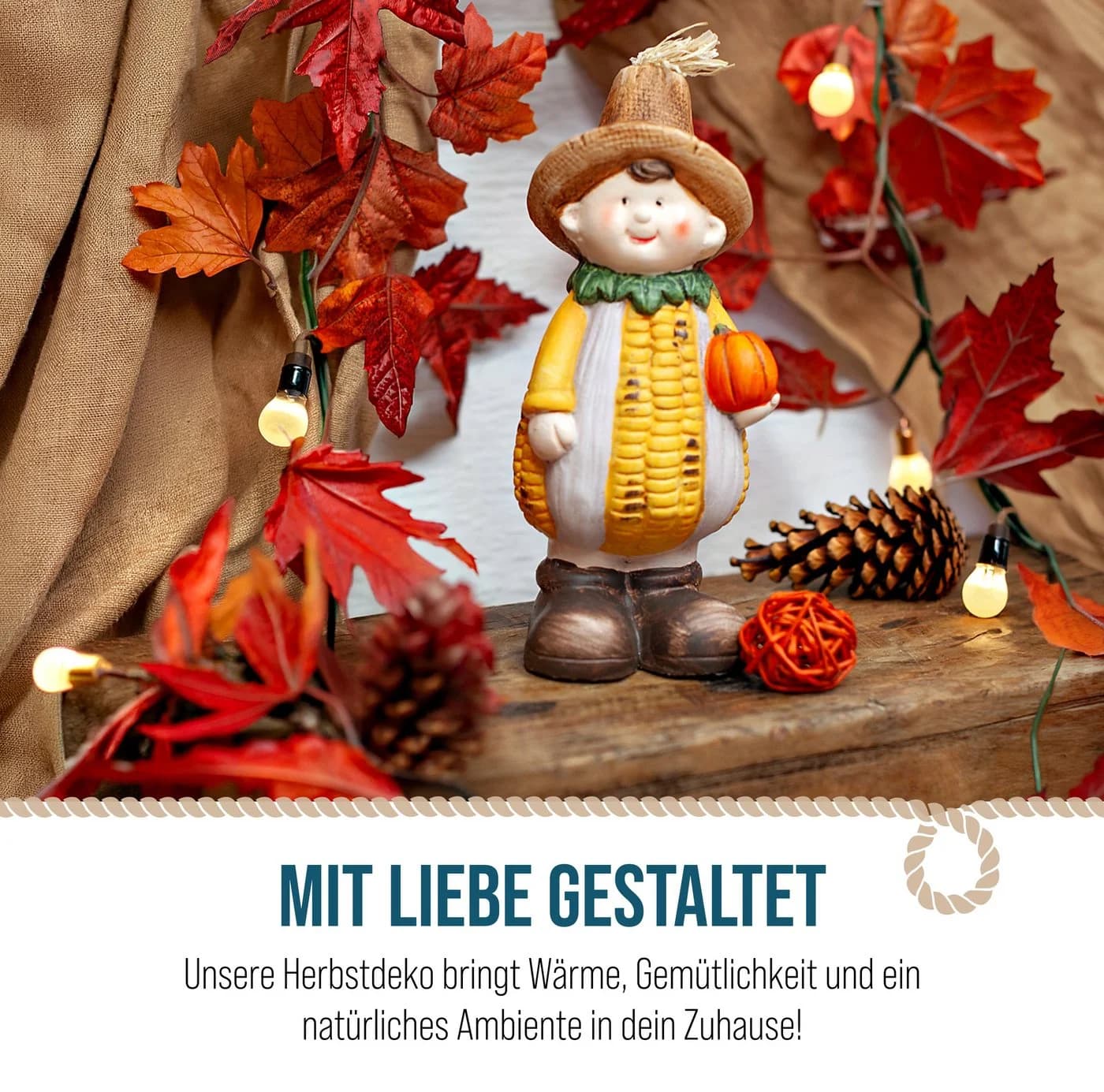 Logbuch-Verlag Dekofigur Maiskind mit Kürbis Herbstdeko Keramik - Bild 5