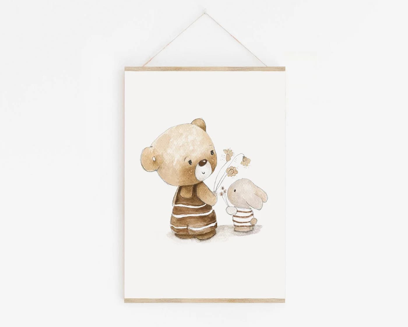 Pipapier Poster Kinderposter "Bär und Hase mit Blumen" DIN A4/A3 - Bild 4