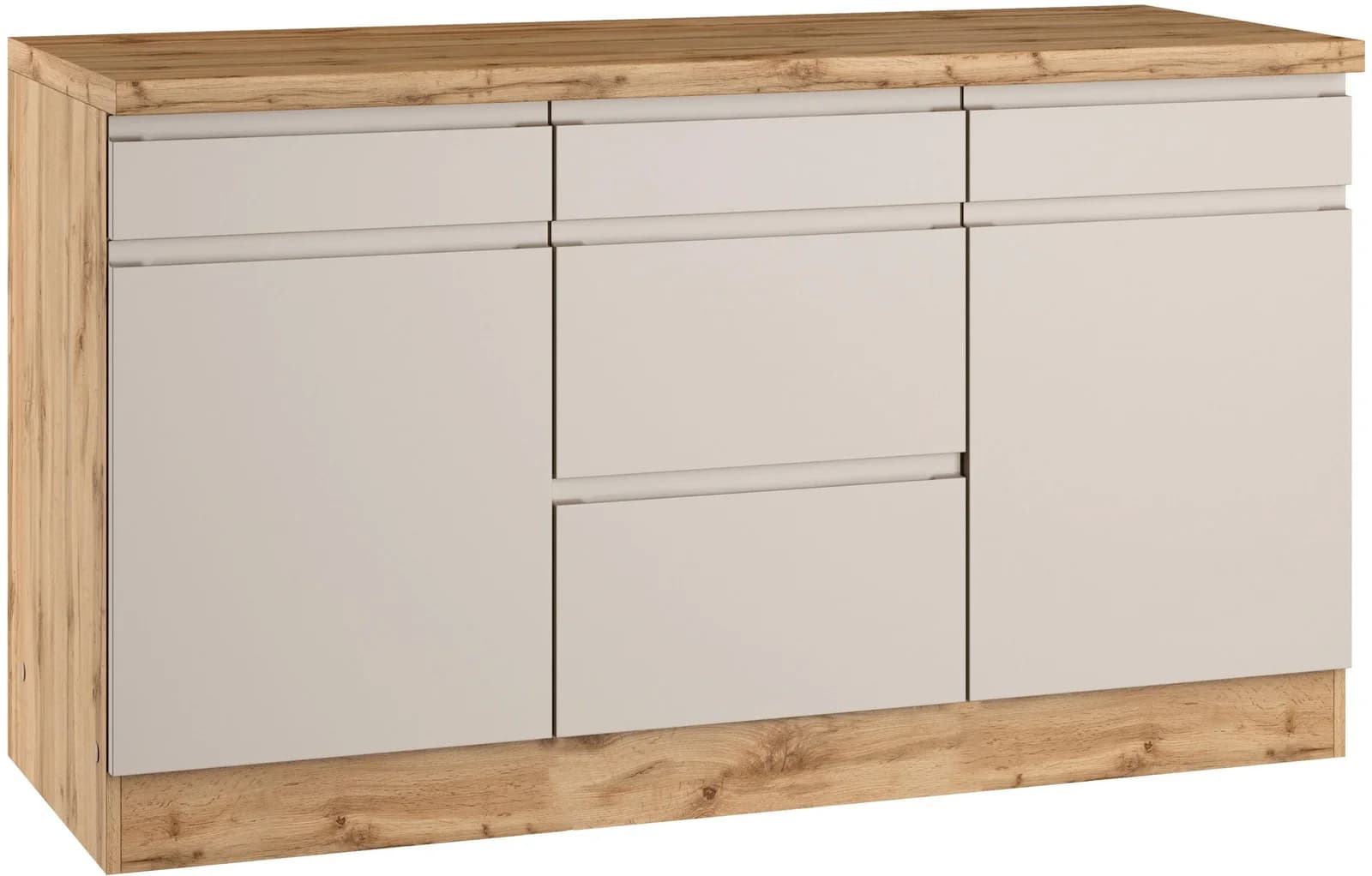 Kochstation Unterschrank Virginia 150cm Beige/Wotaneiche Soft-Close