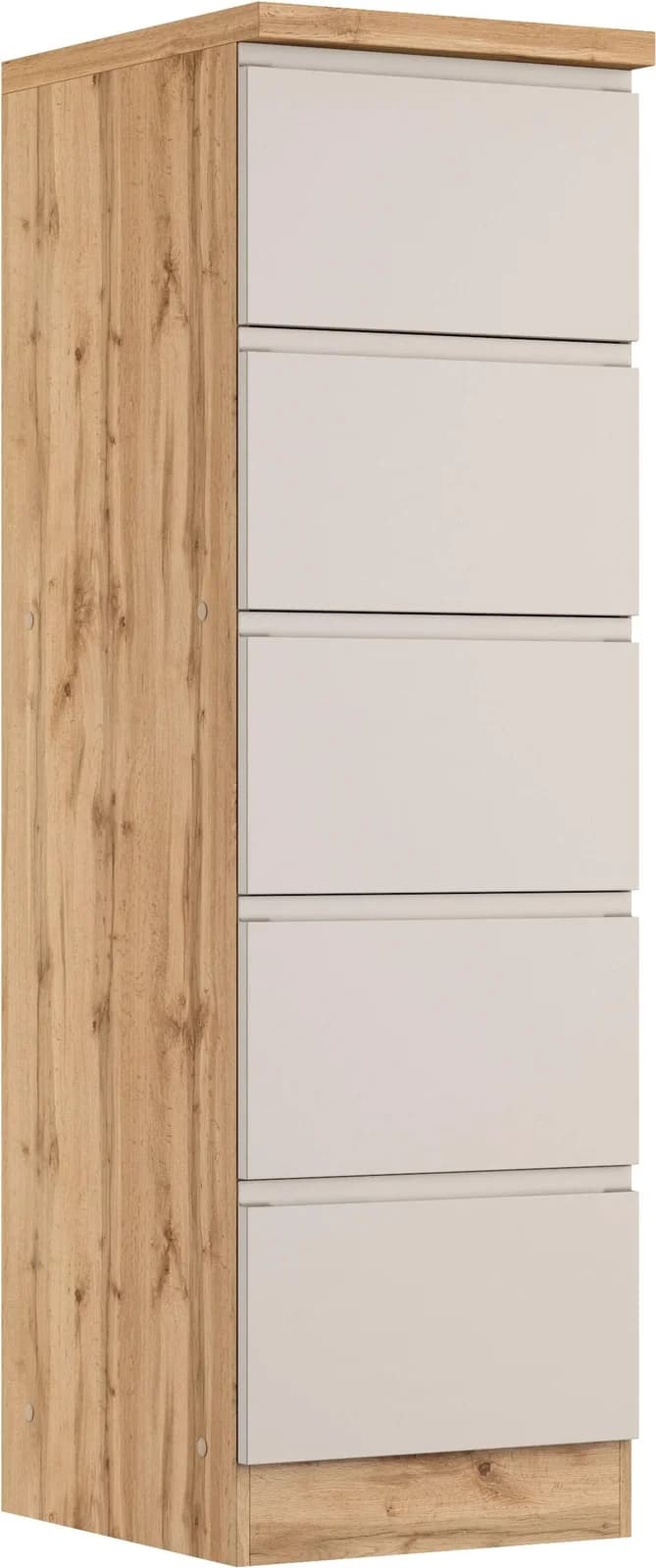 Kochstation Vorratsschrank Virginia 5 Auszüge Soft-Close Wotaneiche/Kaschmir