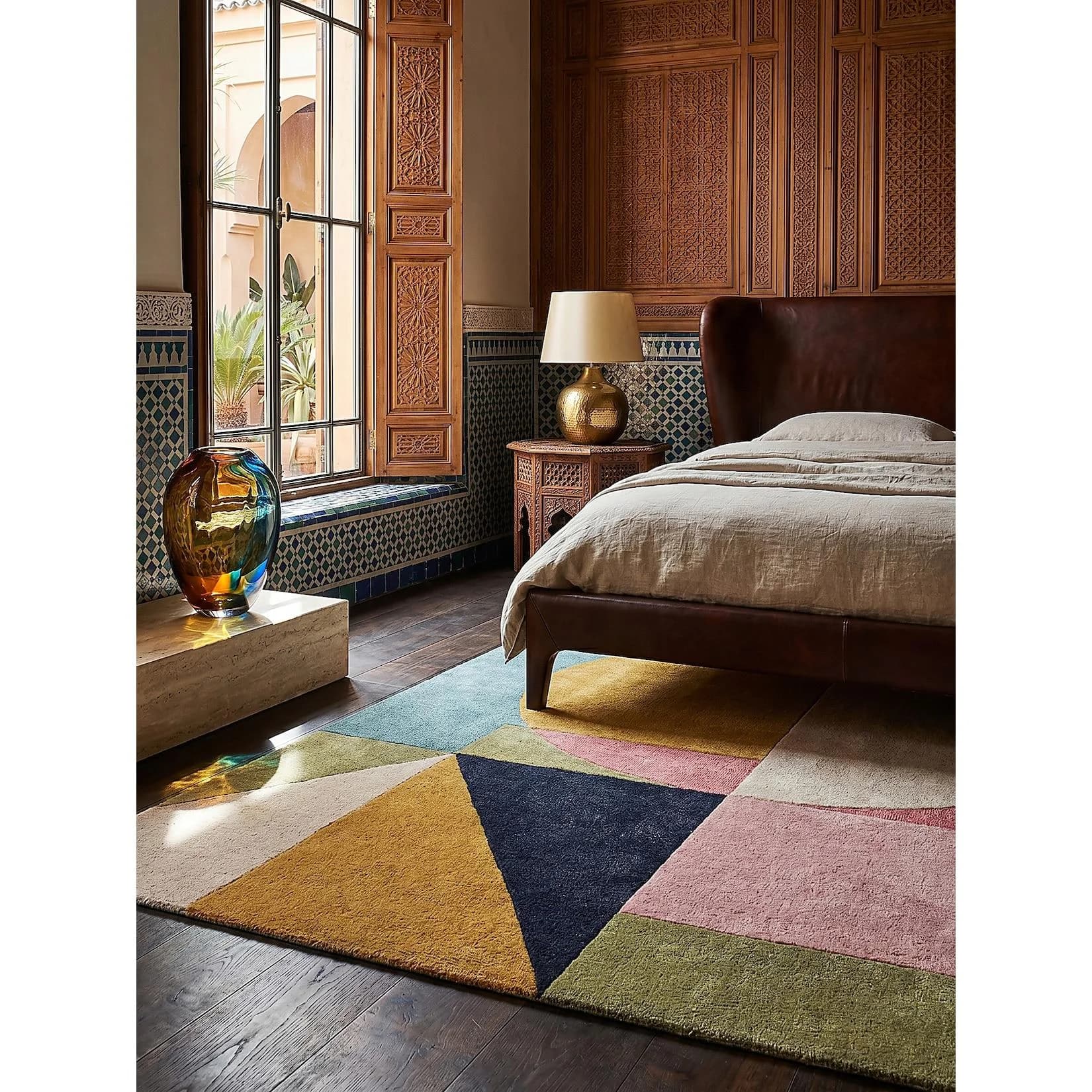 KADIMA DESIGN Wollteppich DEBEN Kreis Geometrie Multicolor 160x230 cm