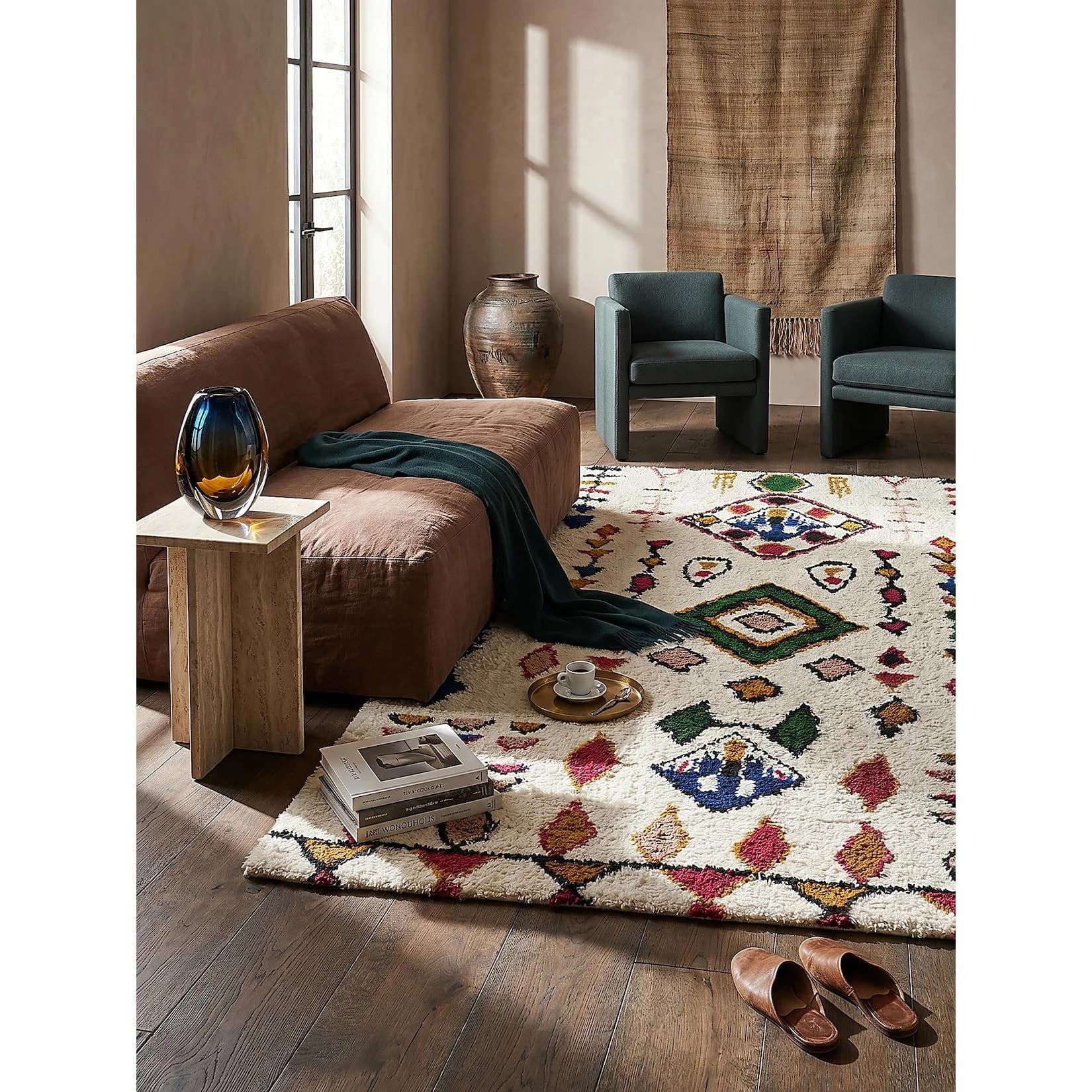 KADIMA DESIGN Wollteppich BRUE Berber Boho Multicolor