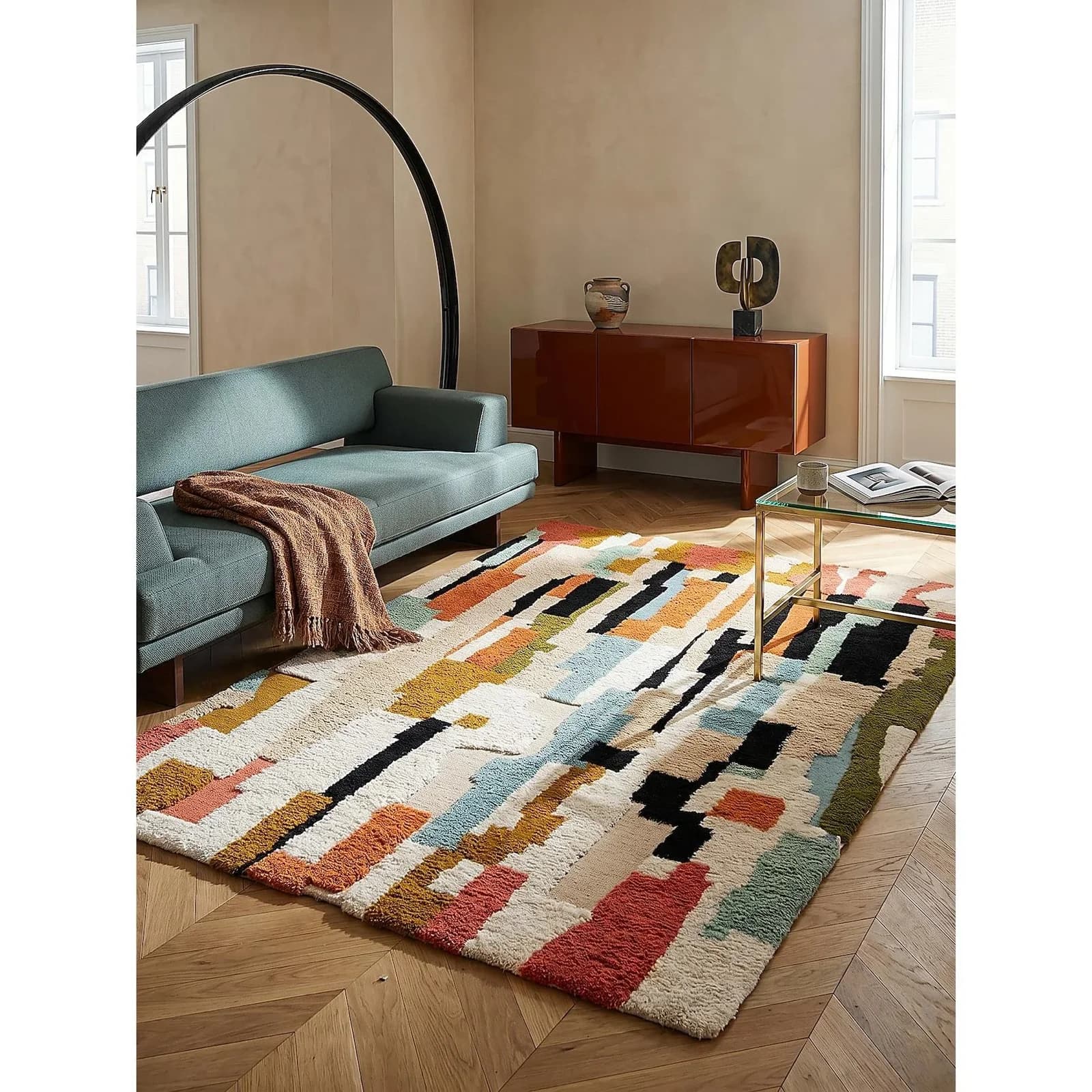 Kadima Design Wollteppich BRUE Hochflor Multicolor Modern