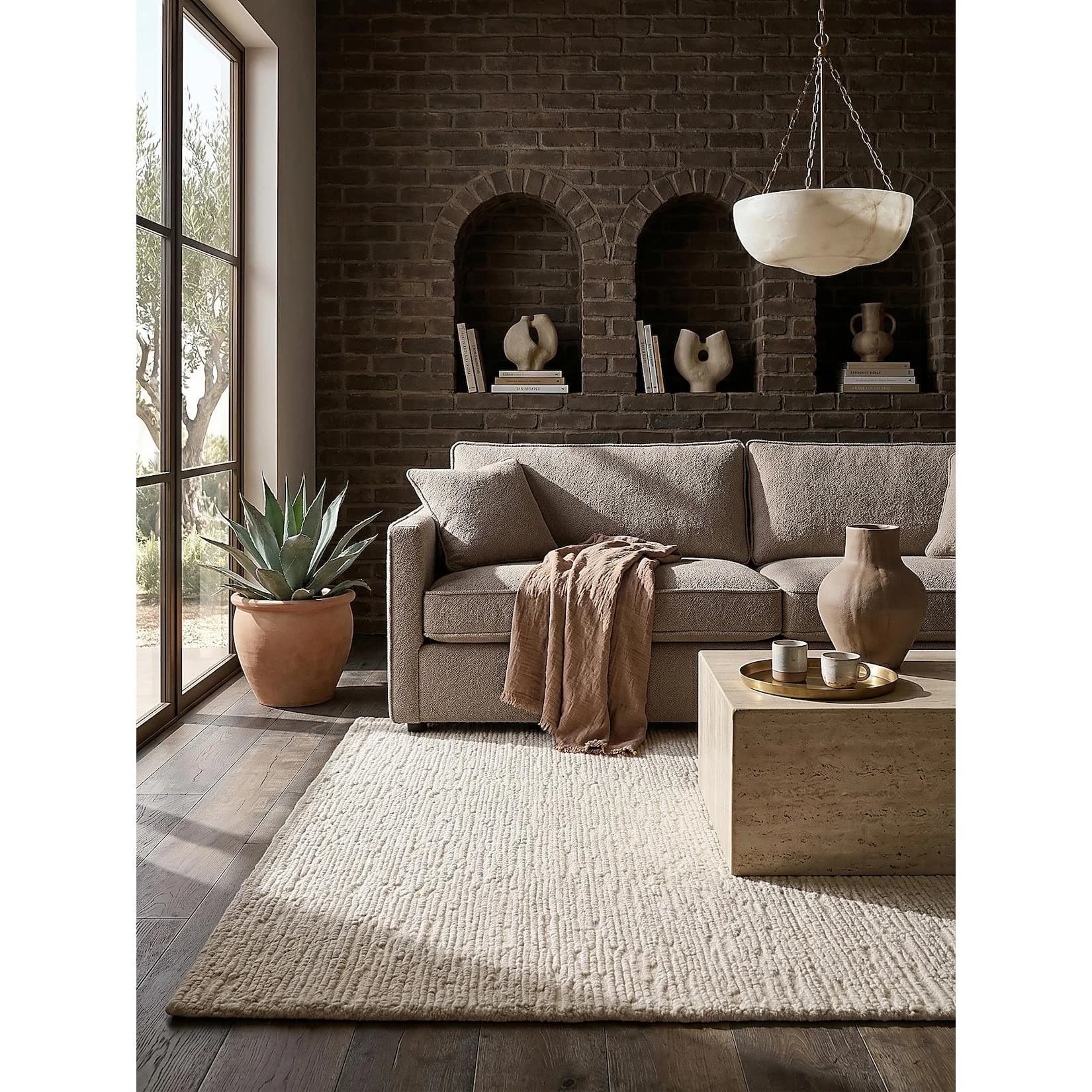 Kadima Design Wollteppich ALNE Bouclé Creme Kurzflor