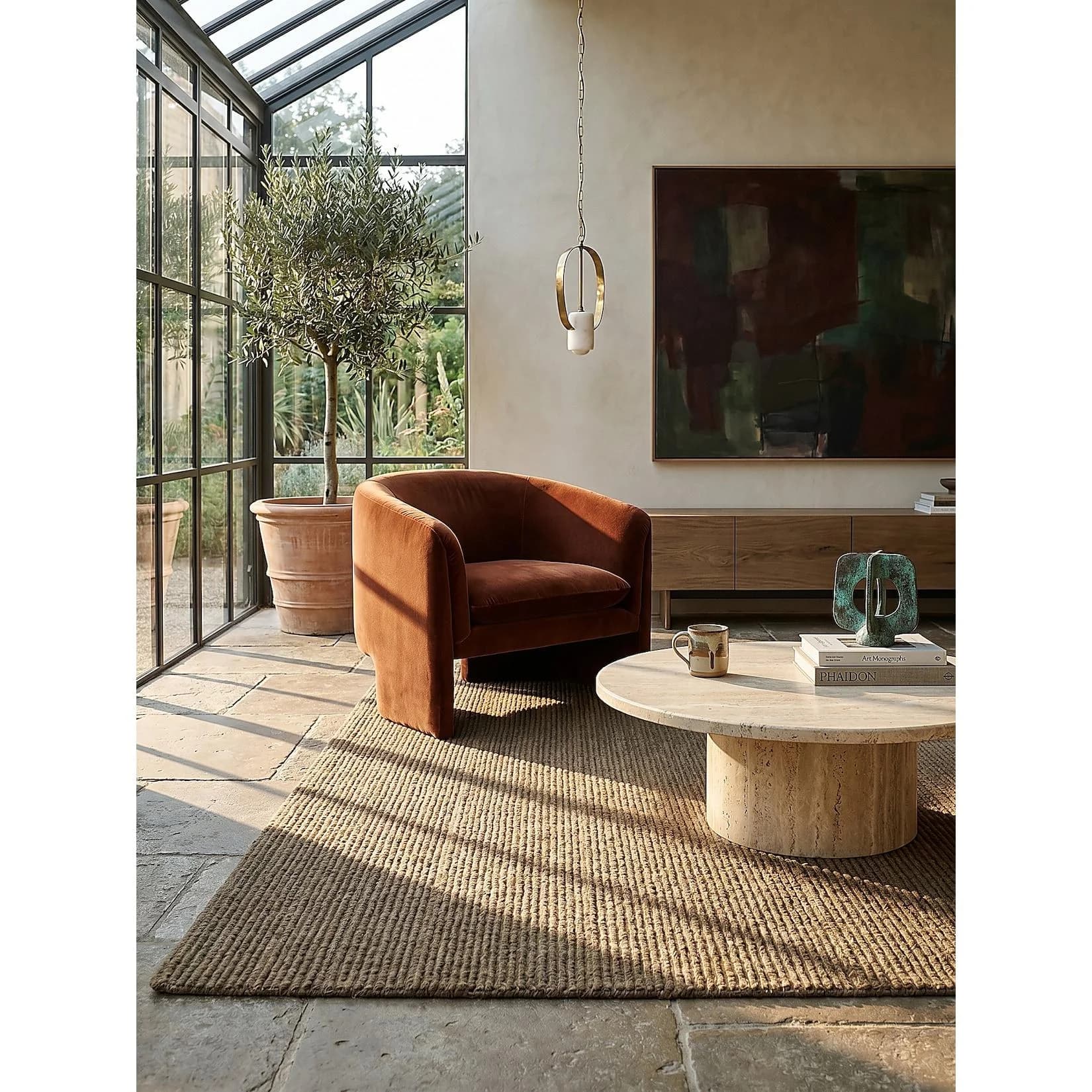Kadima Design Wohnzimmerteppich ALNE Bouclé Uni Wolle