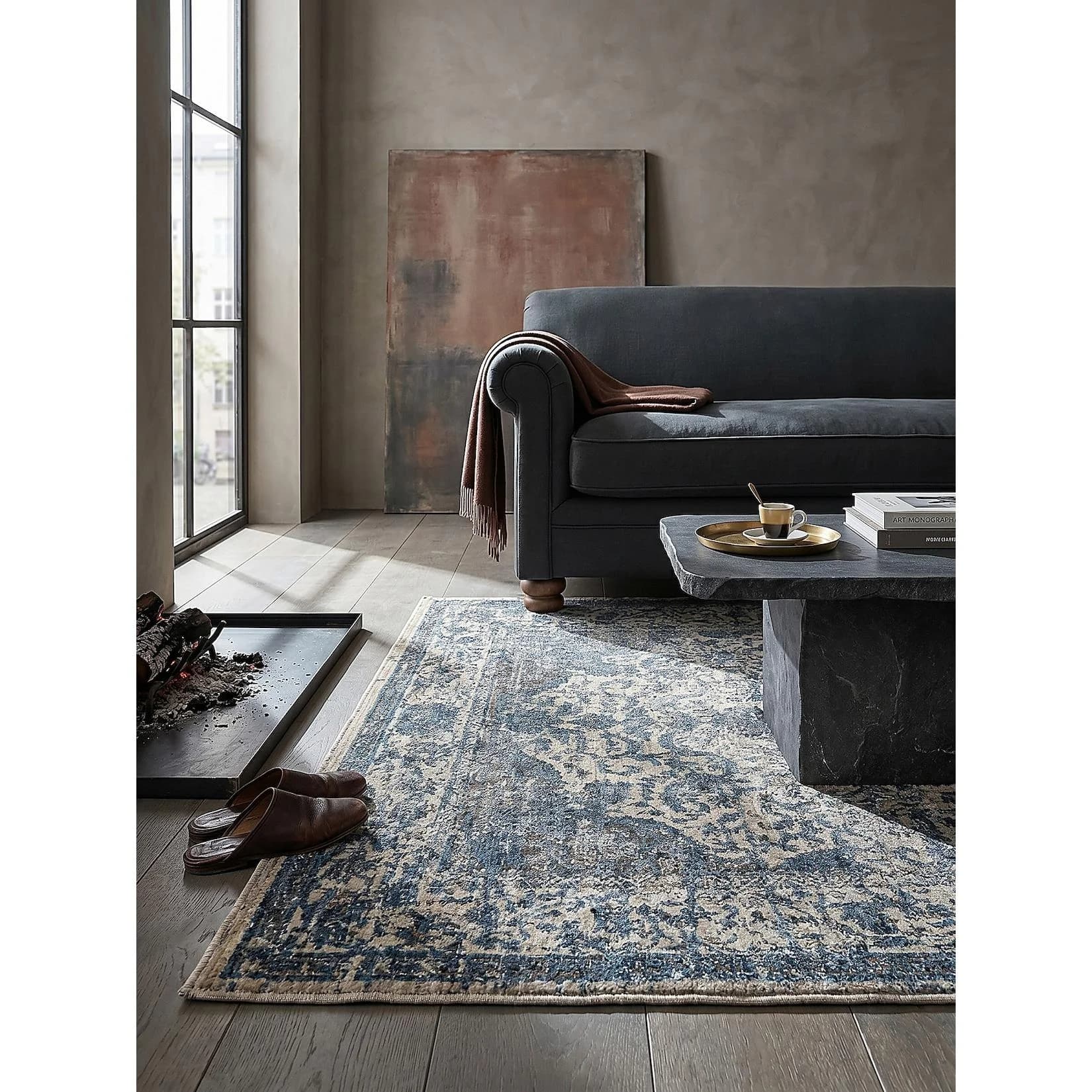 KADIMA DESIGN Designerteppich ADUR Kurzflor Vintage Orientalisch Blau