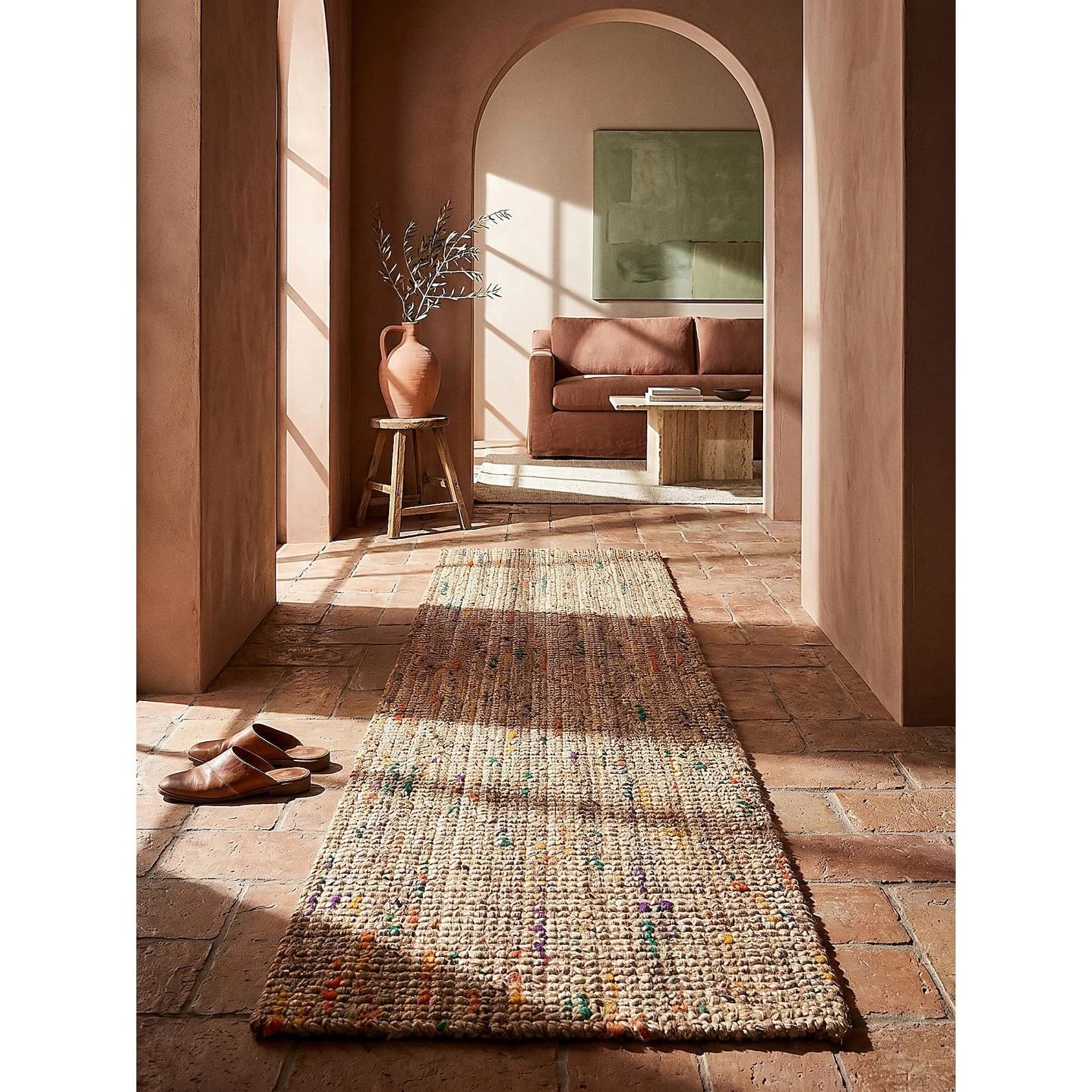 ERME Kadima Design Läufer Boho Natur-Bunt Jute-Wolle