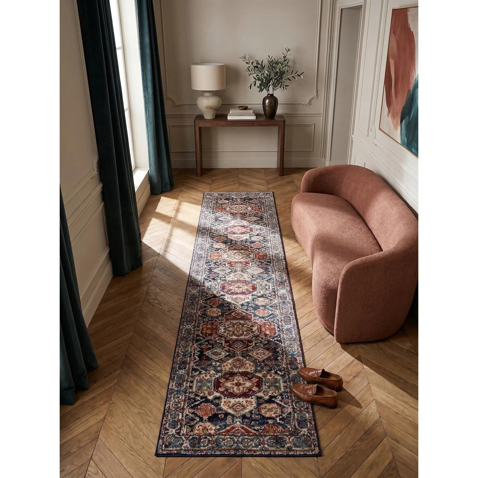 KADIMA DESIGN Teppich Mittelflor Kazak Muster Polypropylen Blau
