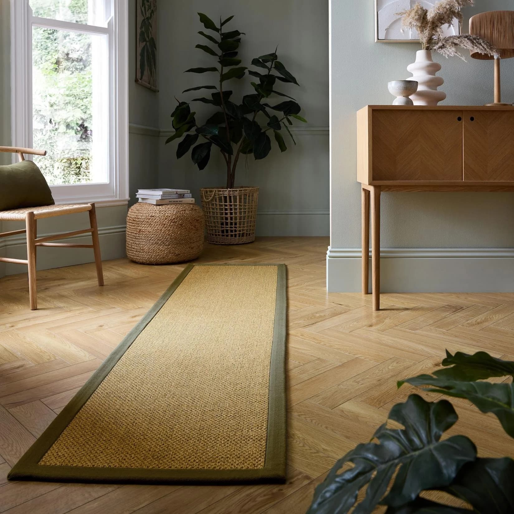 KEER Outdoor-Läufer Bordüre Natur-Grün 60 x 230 cm