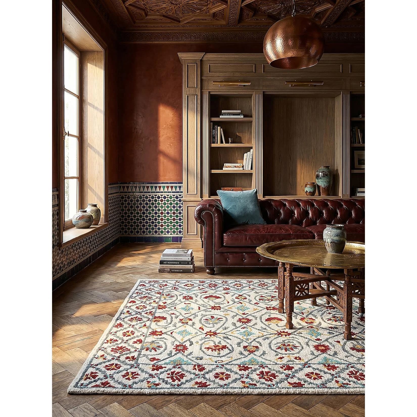 Kadima Design Designerteppich SOAR Folklore Floral Wolle 200x290 cm Rot-Blau