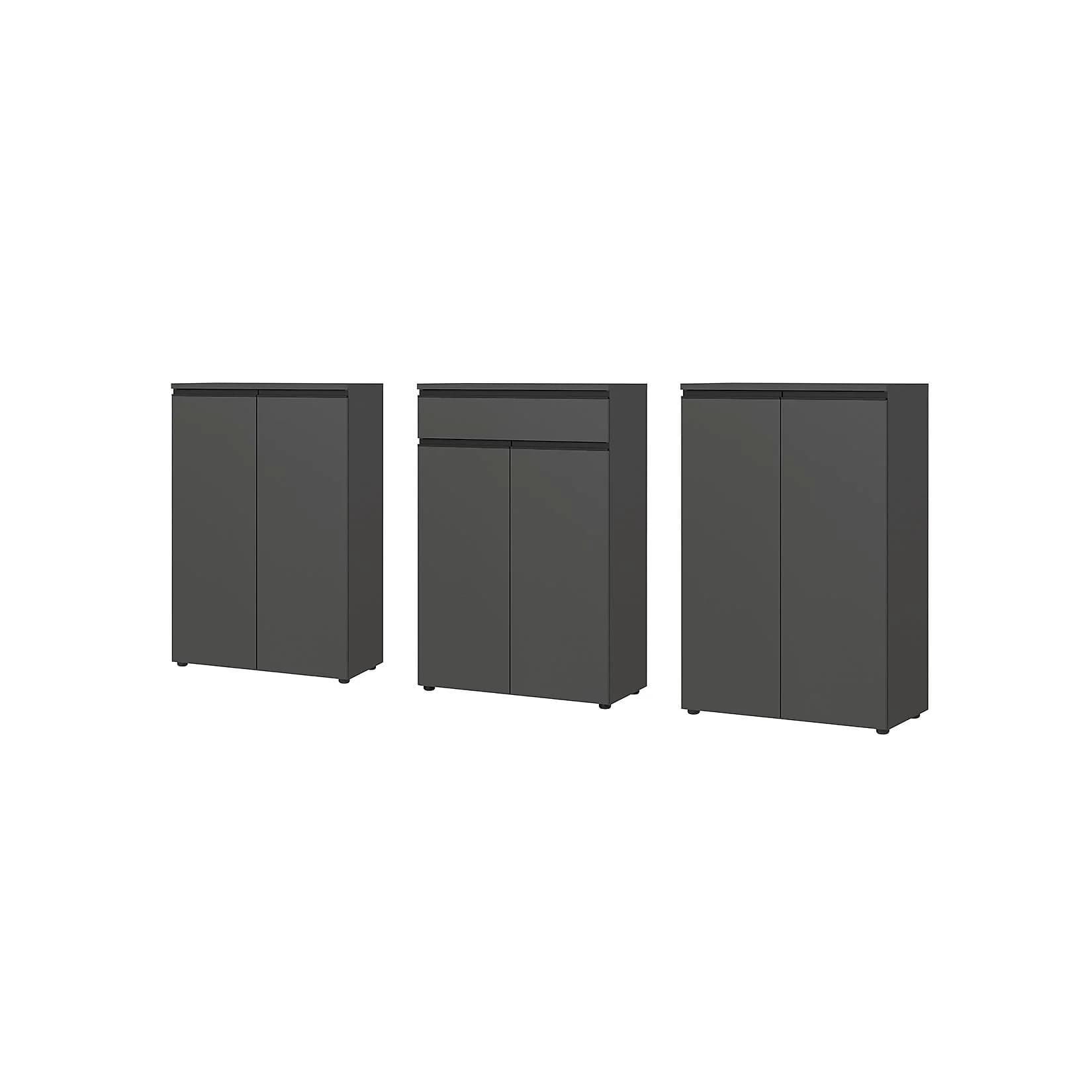 Büroschrank Set 3-teilig Aktenschrankwand mit Schublade & Soft-Close Büromöbel Komplettset 273x120x40 cm Graphit Made in Germany