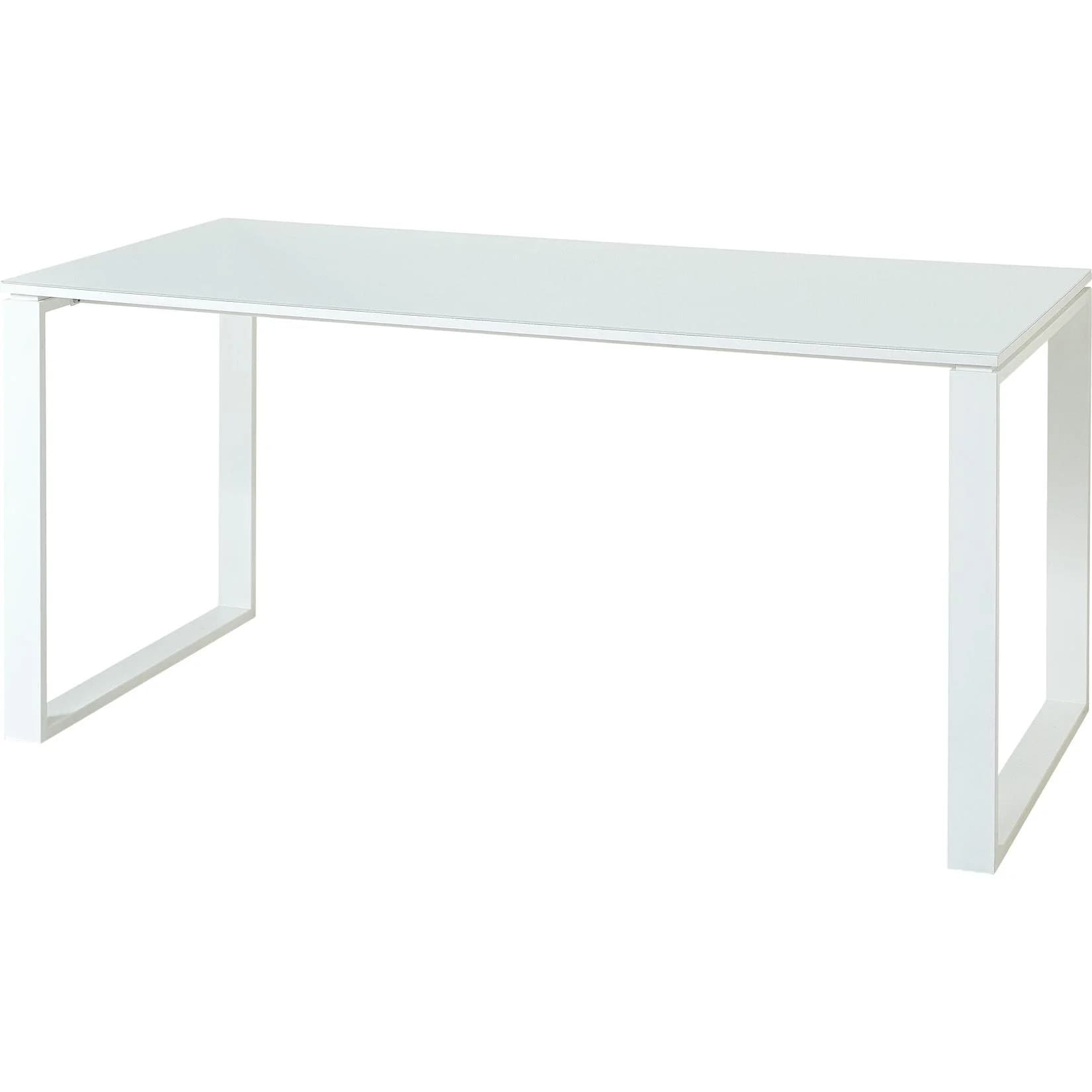 Kadima Design Schreibtisch Weiß Glasplatte Metallkufen Modern